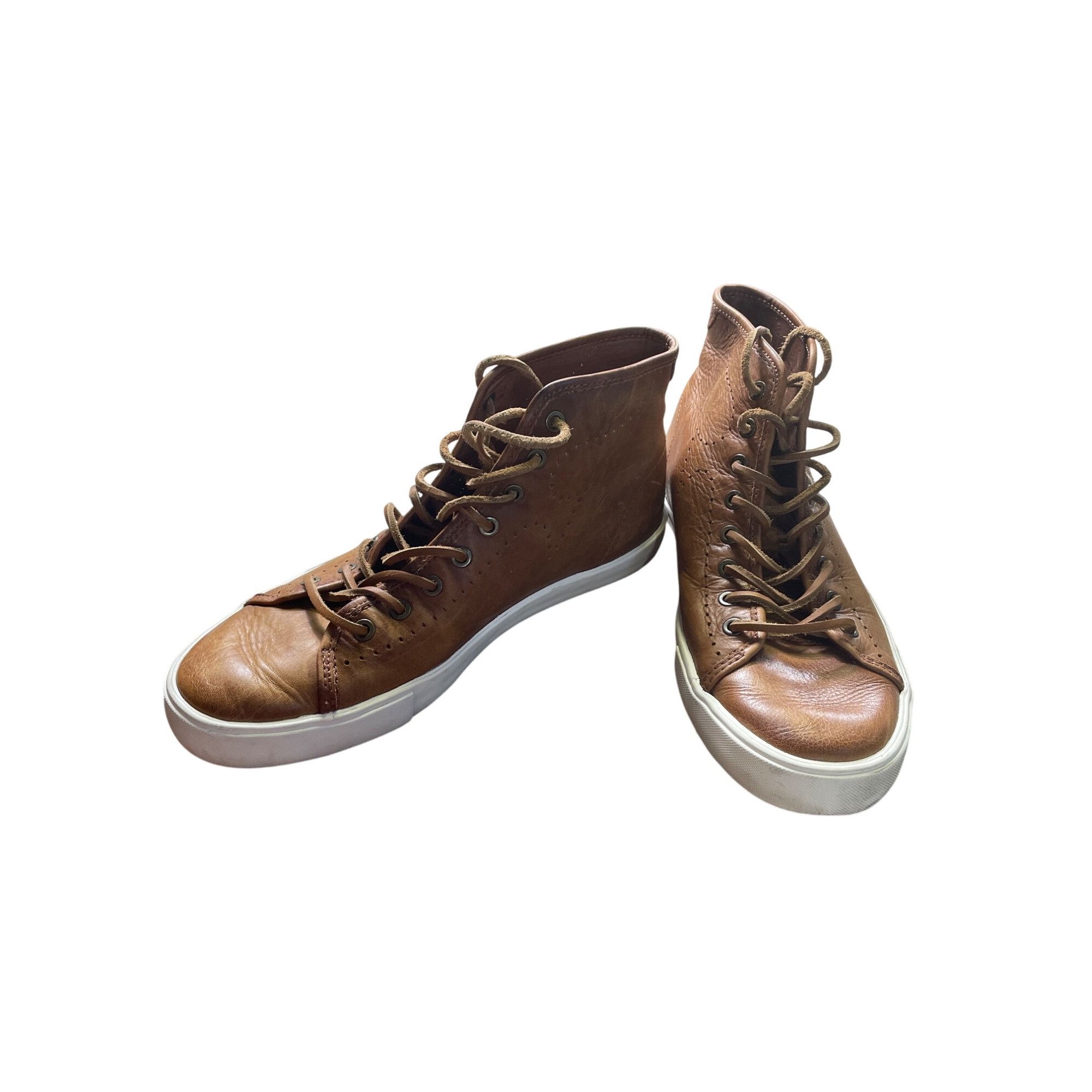Frye Frye Mens Brown Leather High Top Sneakers Shoes Size 9.5 SKU Size US 9.5 / EU 42-43 - 2 Thumbnail