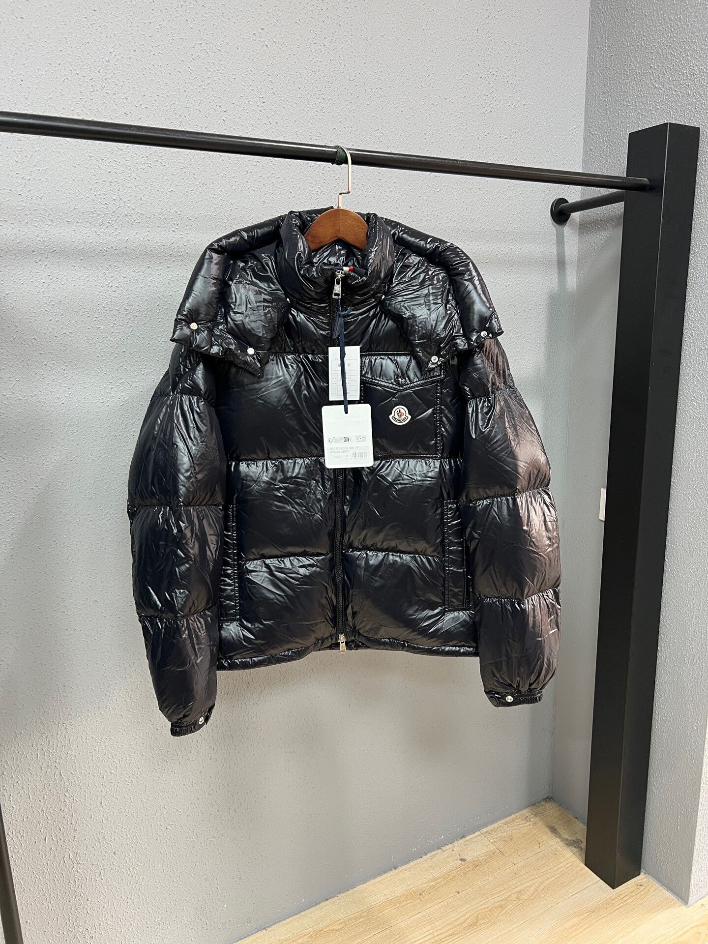 Moncler black hooded down jacket by Moncler Size US XL / EU 56 / 4 - 1 Thumbnail