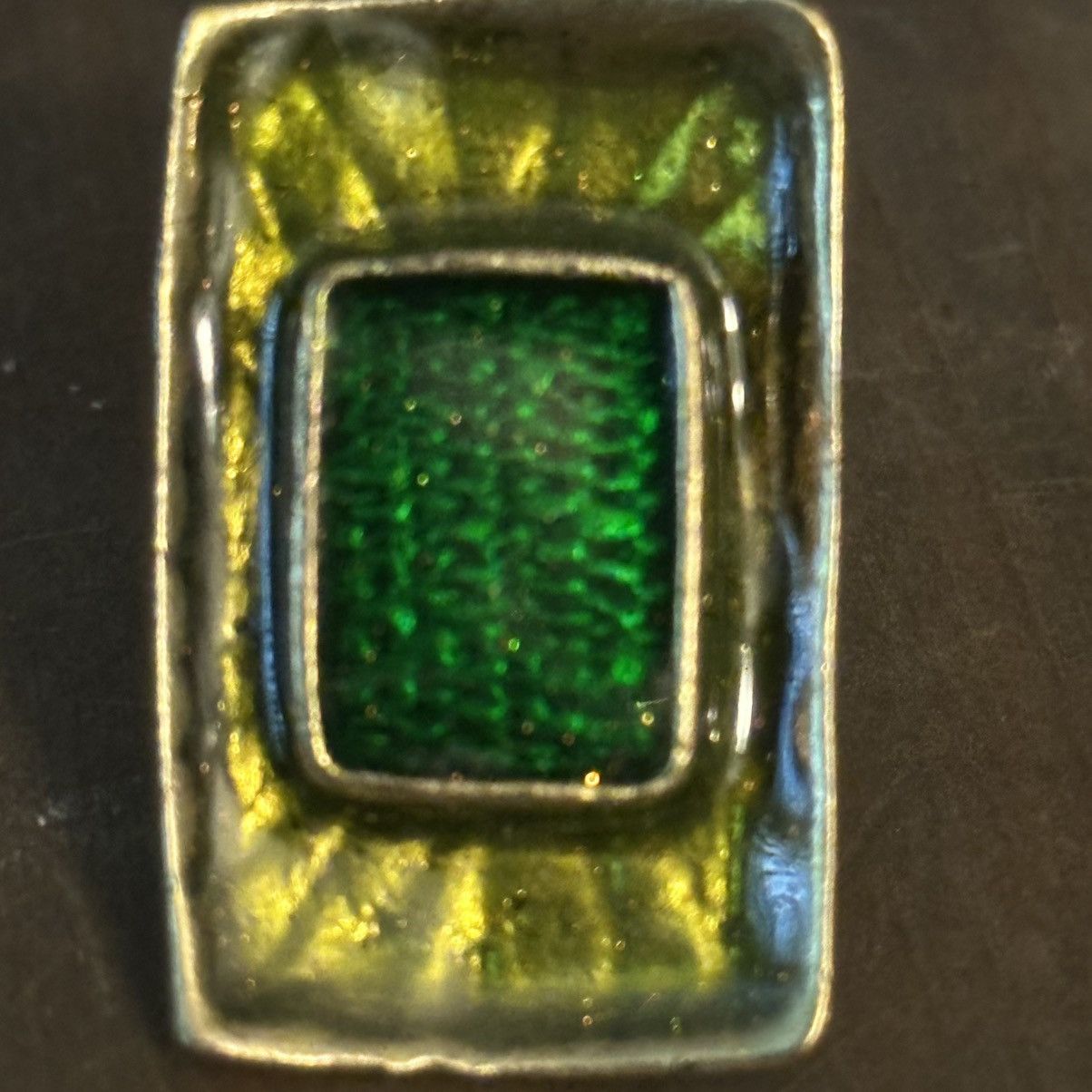 Vintage Vintage bronze tone rectangular green stone statement ring Size ONE SIZE - 3 Thumbnail