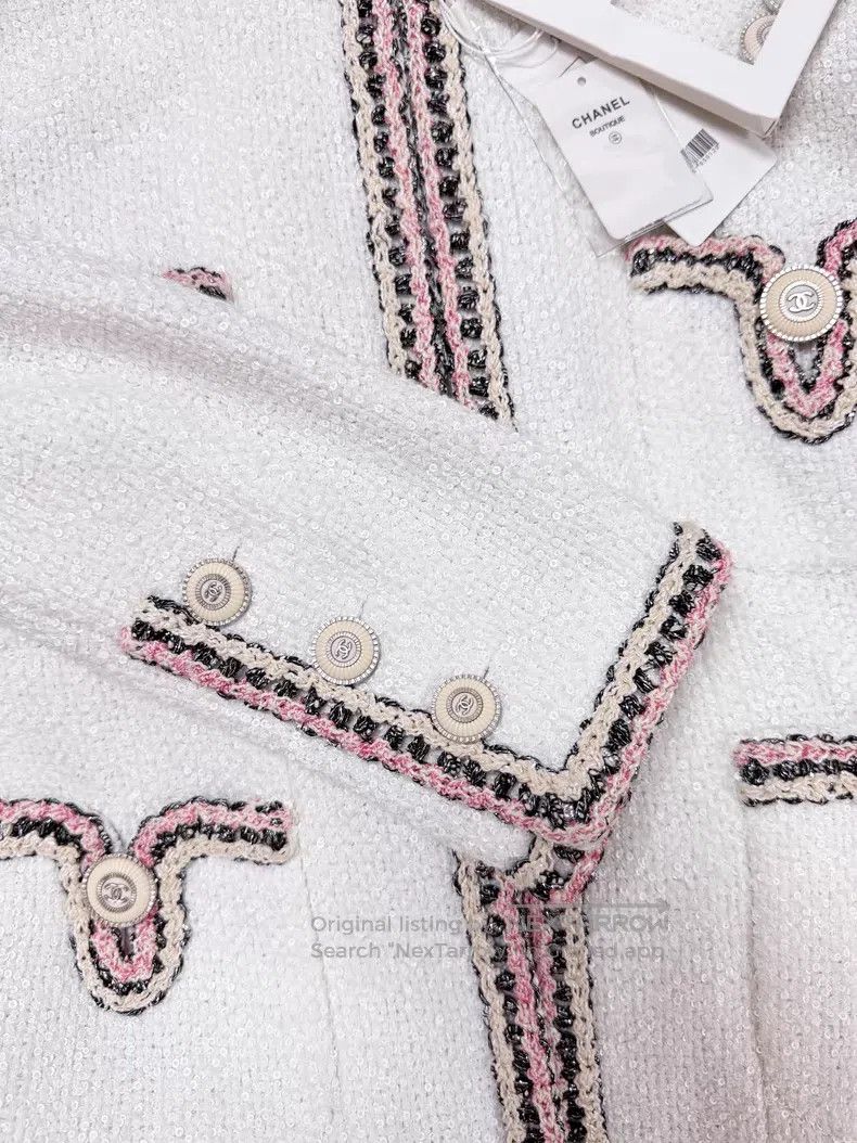 Chanel Chanel Sequin embroidery four-pocket rolled-edge woven lon Size XXS / US 00 / IT 34 - 5 Thumbnail