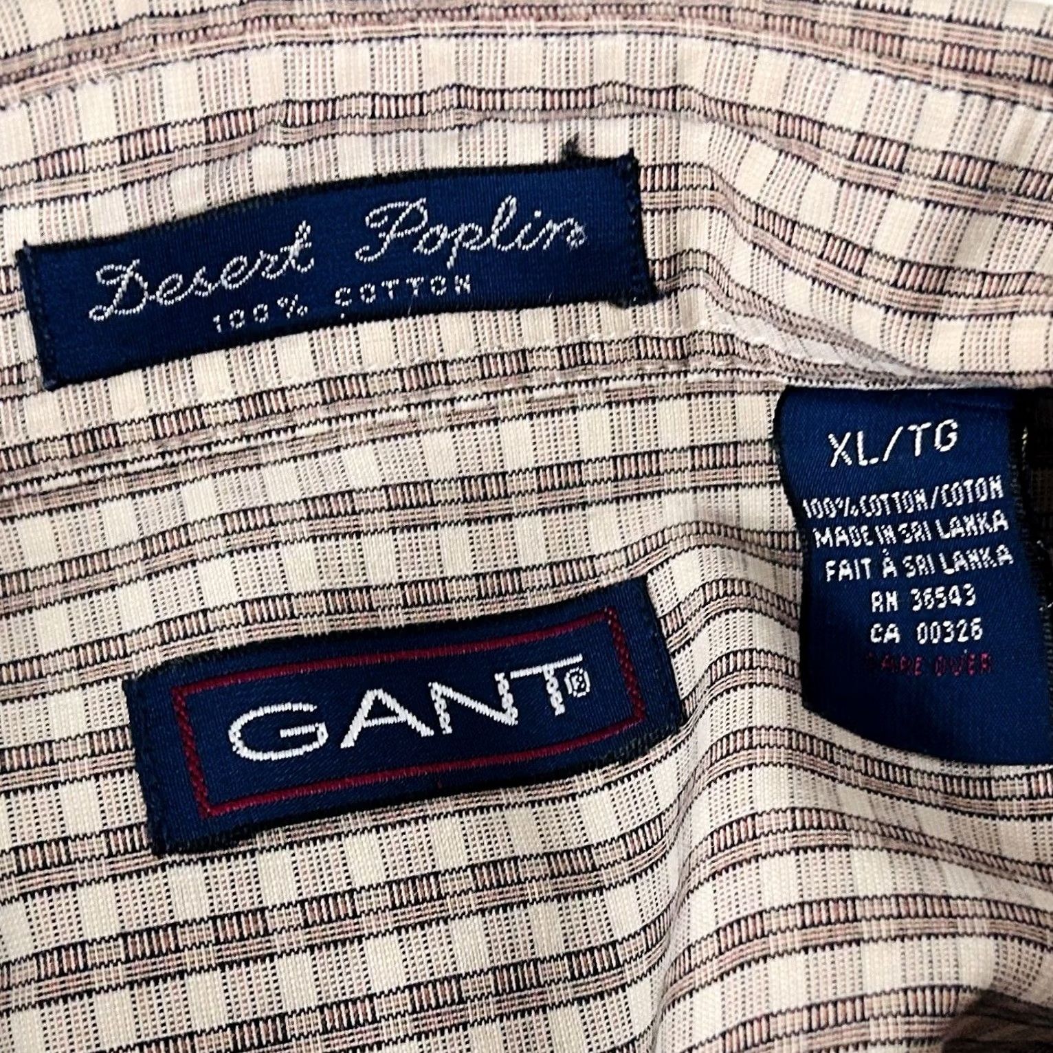 Gant Gant Shirt XL Desert Poplin Beige Plaid Button-Down 100% Cotton Safari Outdoors Mens Regular Junior? Size US XL / EU 56 / 4 - 3 Thumbnail