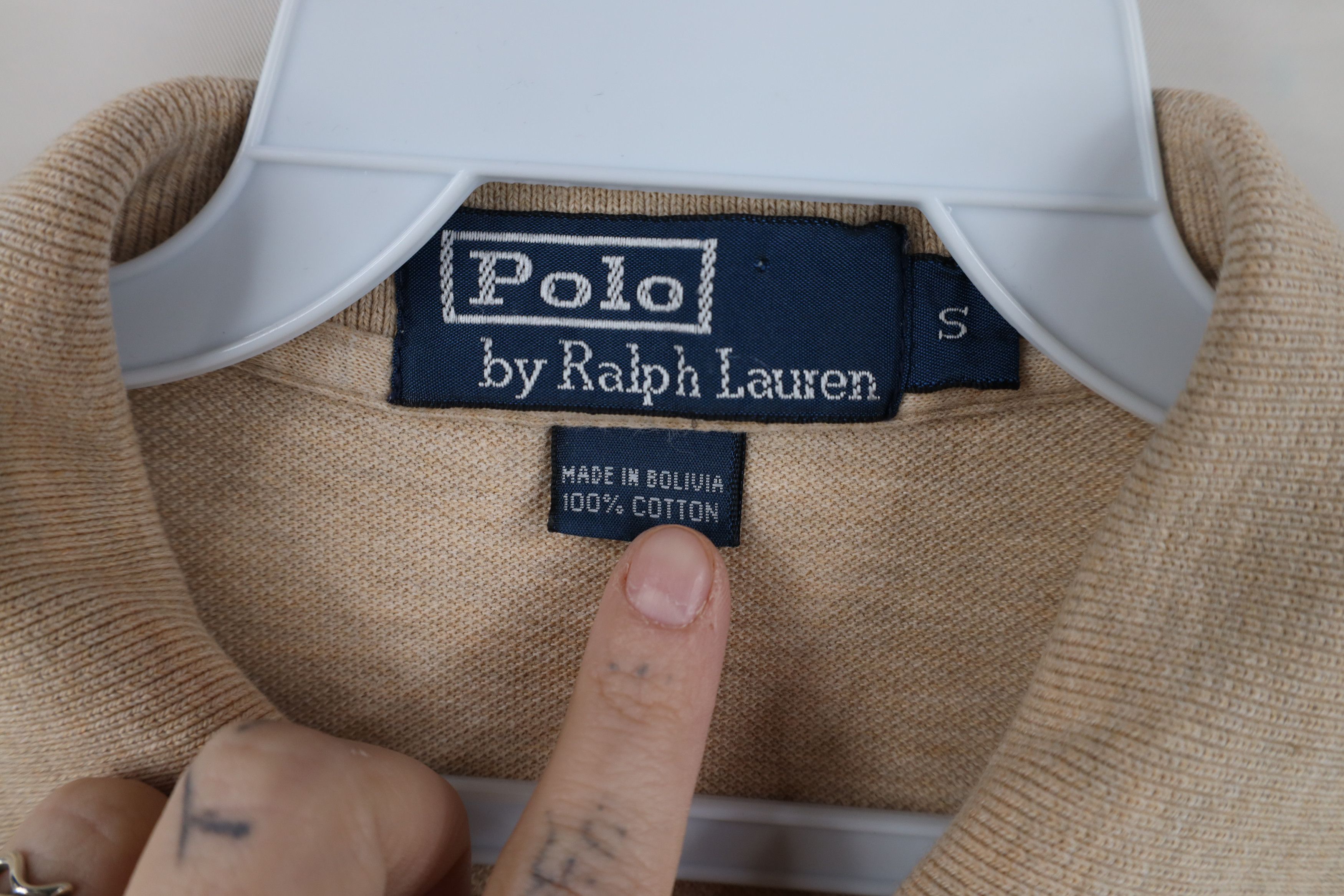 Polo Ralph Lauren Vintage 90s Ralph Lauren Pique Cotton Golf Polo Shirt Beige Size US S / EU 44-46 / 1 - 9 Thumbnail