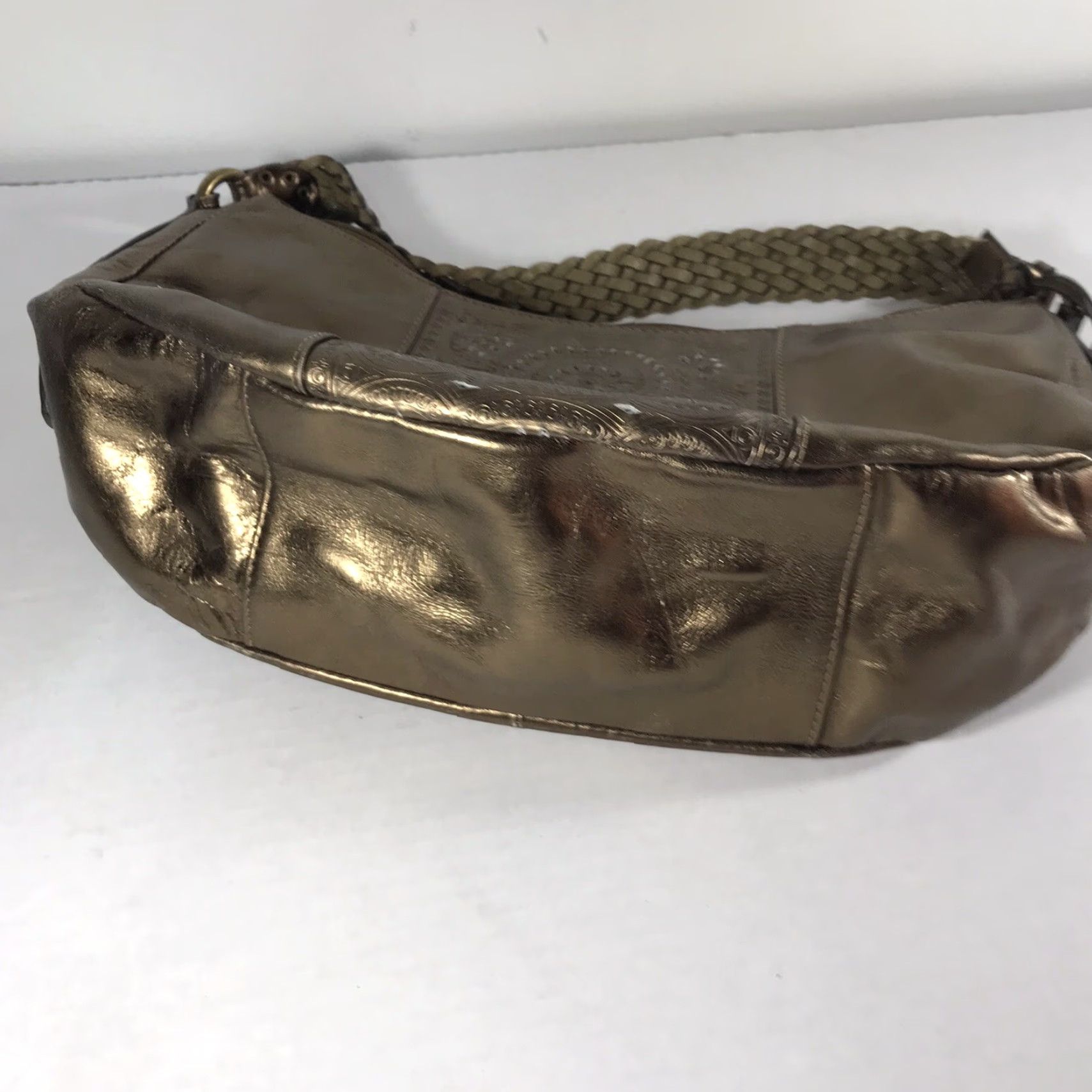 Fossil VINTAGE Fossil Leather Shoulder Bag Aztec Design Women's Medium Bronze Crossbody Casual Size ONE SIZE - 6 Thumbnail