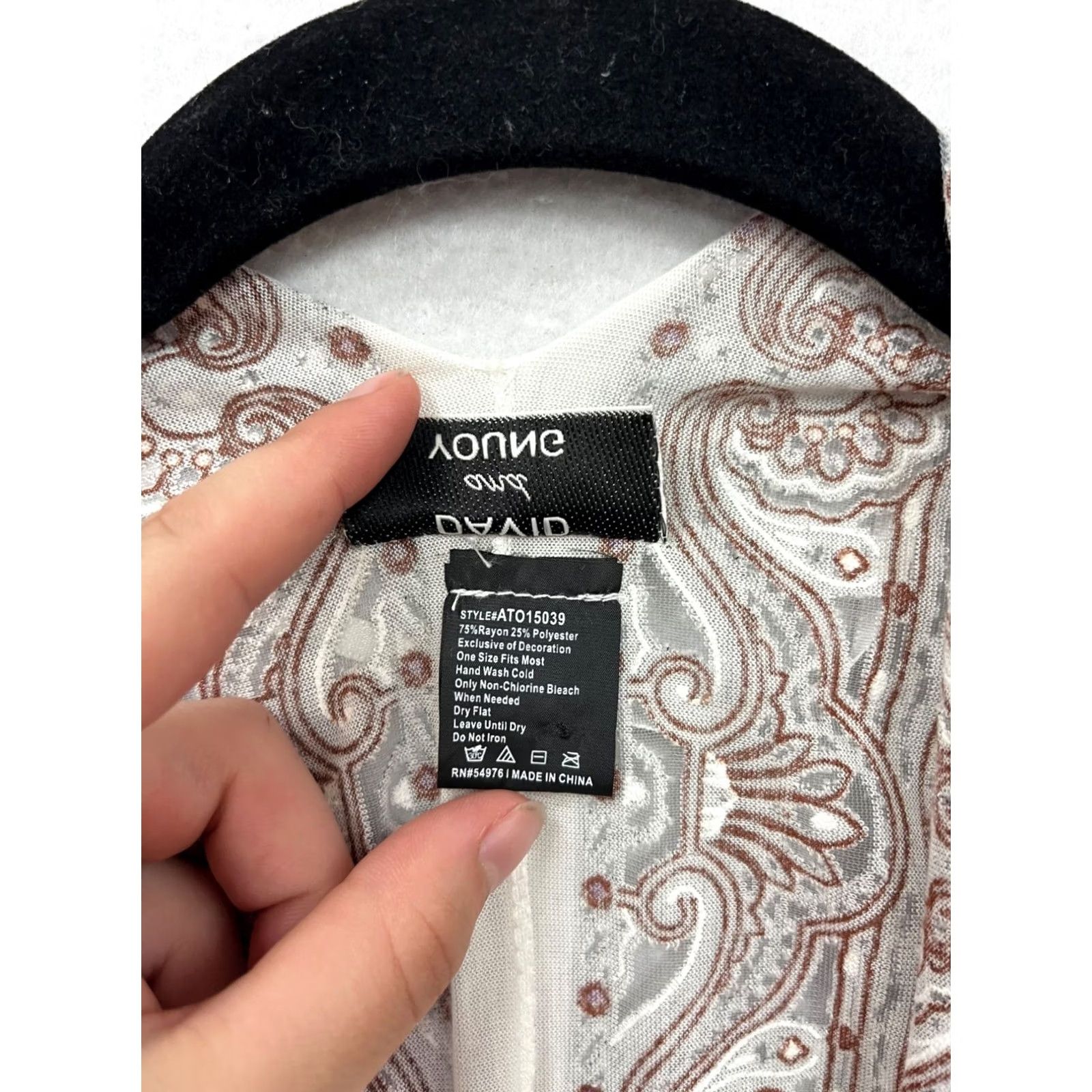 Vintage David And Young Paisley Sheer Fringe Kimono Cardigan Womens OS One Size White Polyester Rayon Blouse Open Front Fringe Shawl 90s? Size ONE SIZE - 4 Thumbnail