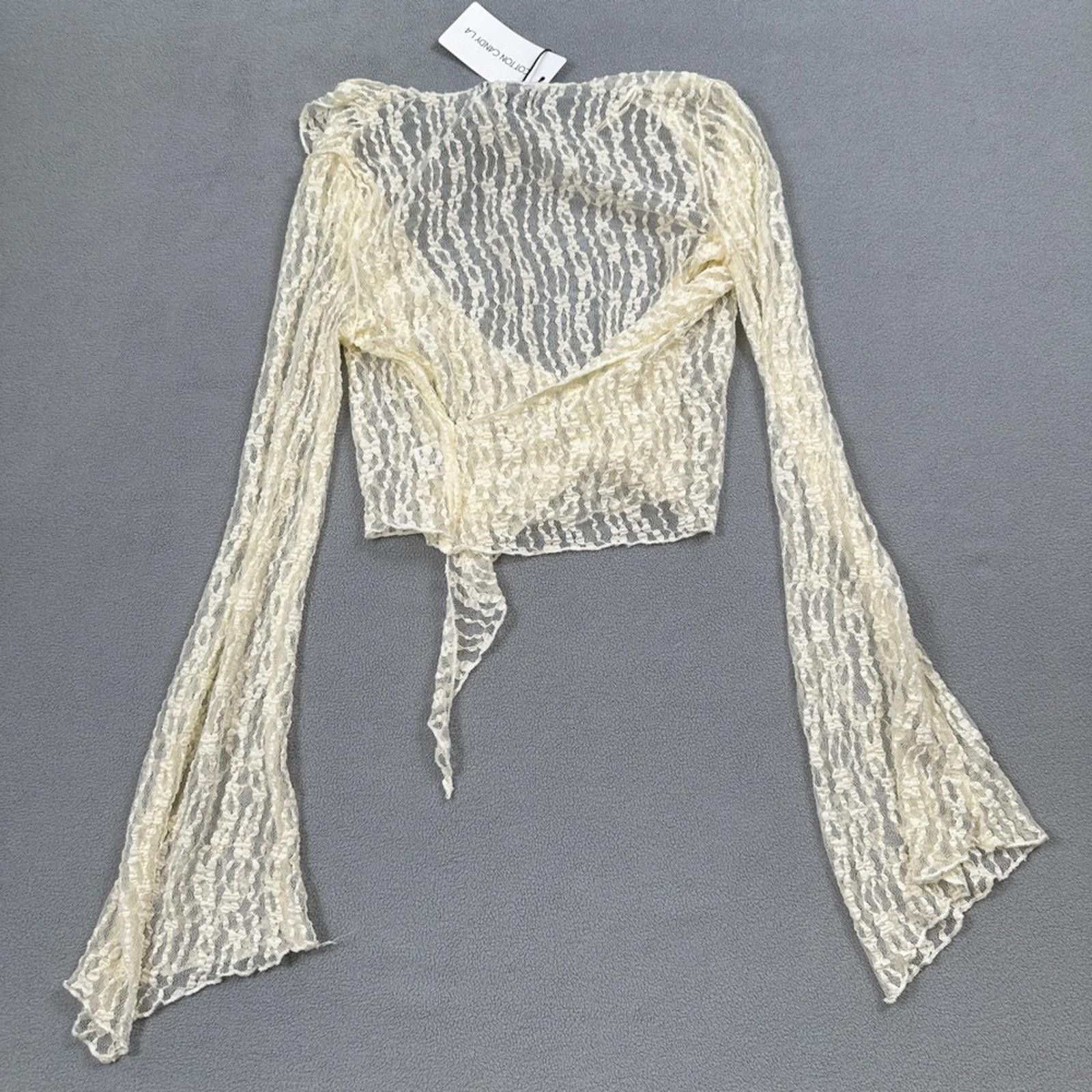 Other NWT Cotton Candy LA Lace Wrap Top S Womens Vanilla Sheer Tie Size S / US 4 / IT 40 - 3 Thumbnail