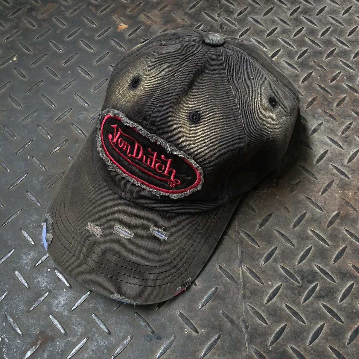 Japanese Brand 🚫 SOLD 🚫 Von Dutch Ripped Distressed Hat Denim Size ONE SIZE - 3 Thumbnail