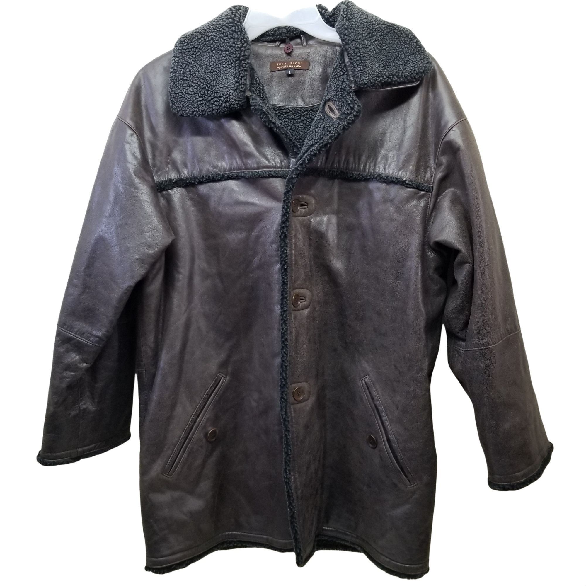 Other Joey Richi L Brown Italian Leather Jacket Coat Shearling Lin Size US L / EU 52-54 / 3 - 1 Thumbnail
