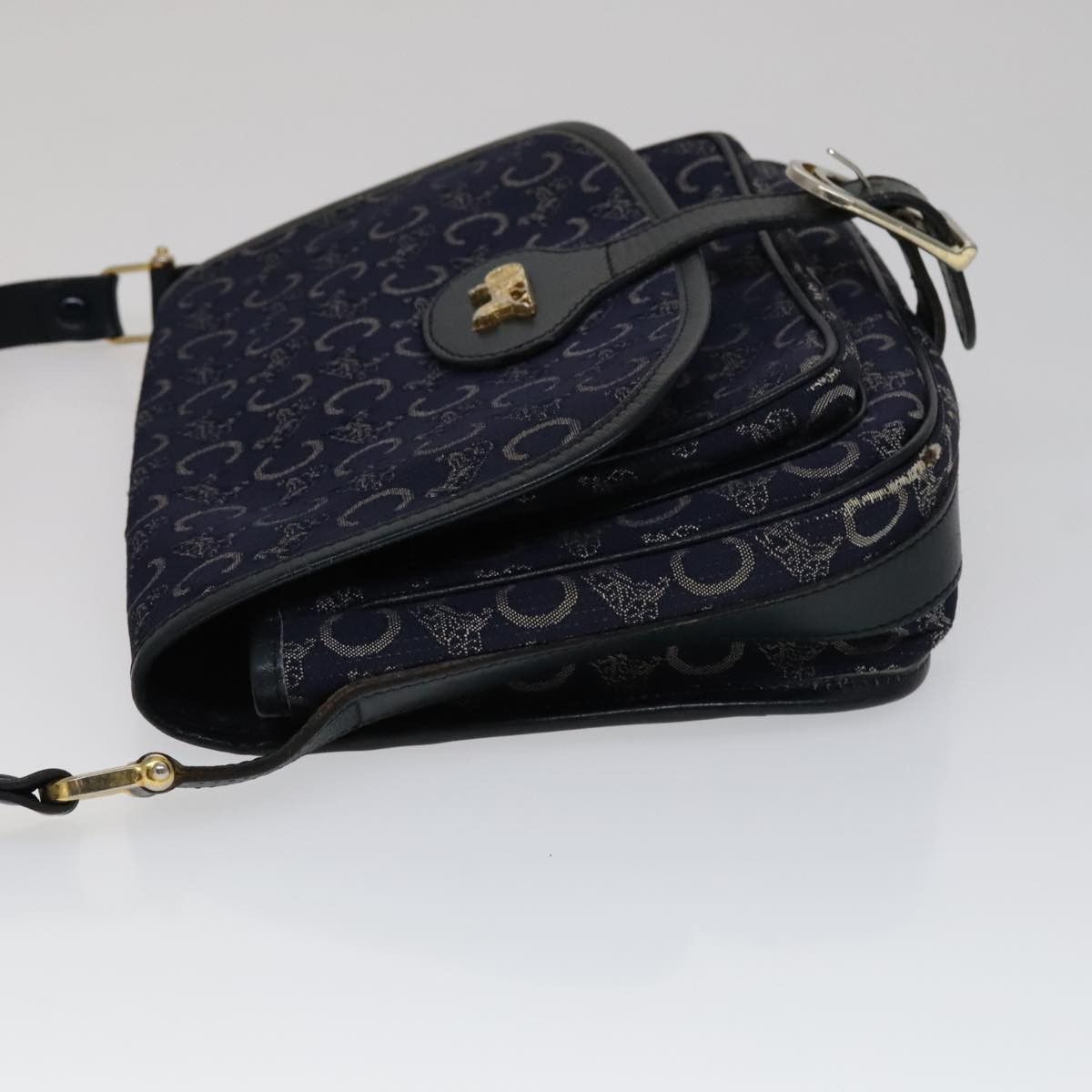 Celine CELINE C Sulky Shoulder Bag Canvas Navy Gold Size ONE SIZE - 4 Thumbnail