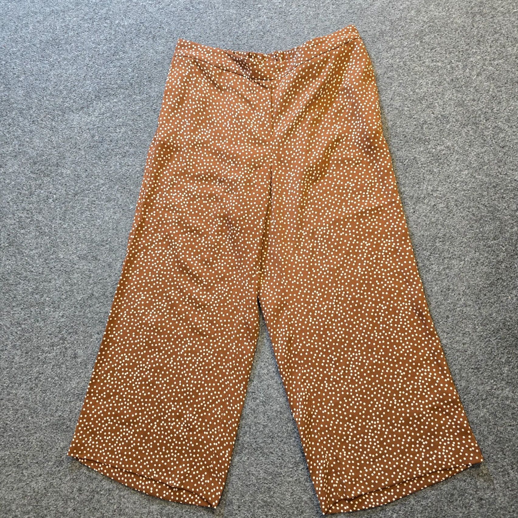 J. Jill J Jill Pants Womens Medium Brown Polka Dot Crop Capri Wide Leg Pull On Casual Pants Size 24" / US 00 / IT 34 - 2 Thumbnail