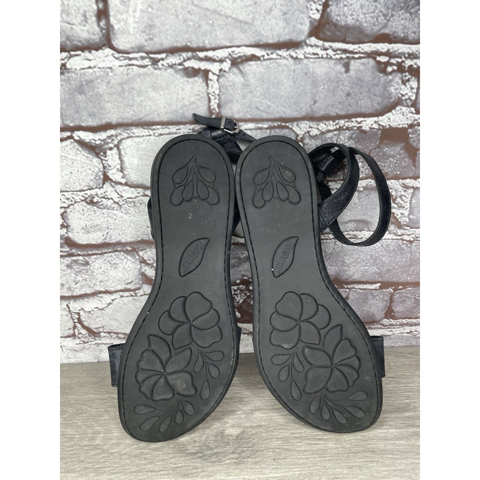 Born Born Handcrafted Black Leather Open Toe Ankle Strap Flats Sa Size US 8 / IT 38 - 17 Thumbnail