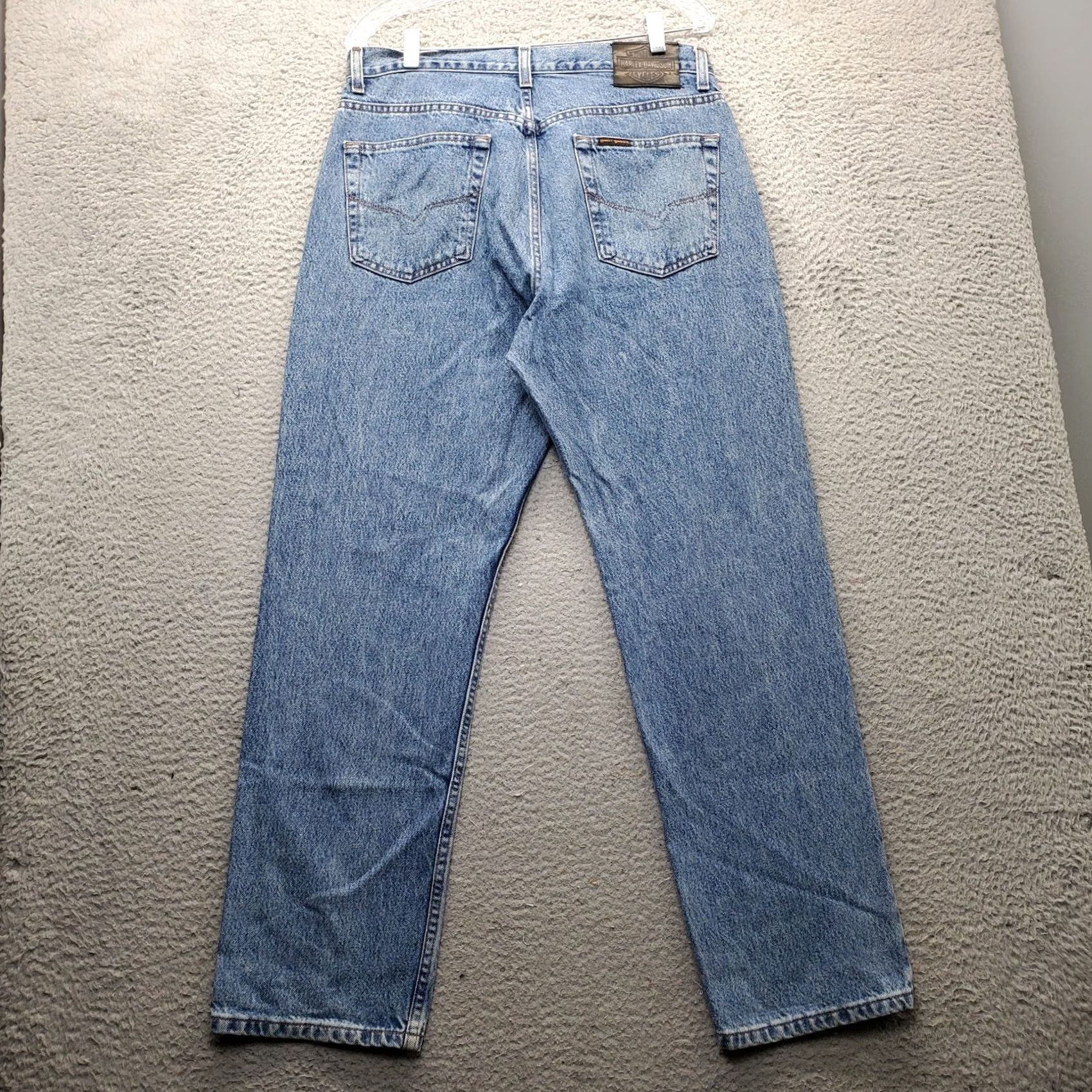 Harley Davidson Harley-Davidson Jeans Mens 33/30 Blue Denim Medium Wash High Rise Straight Denim Jeans Mens Size 33 Blue USA 5-Pocket Regular Fit Shirt Size US 33 - 2 Thumbnail