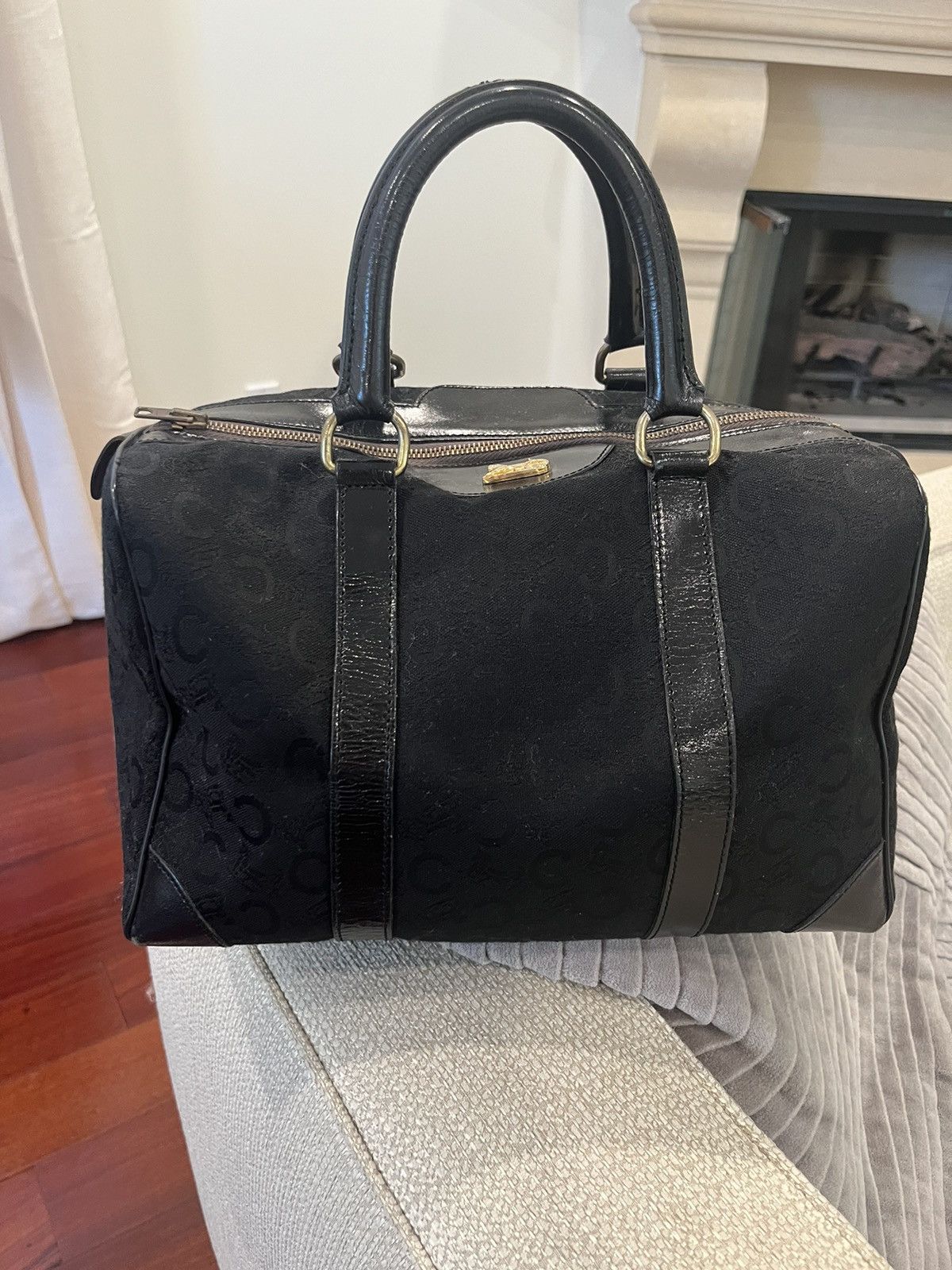 image of Vintage Celine Monogram Canvas Handbag in Black, Women's
