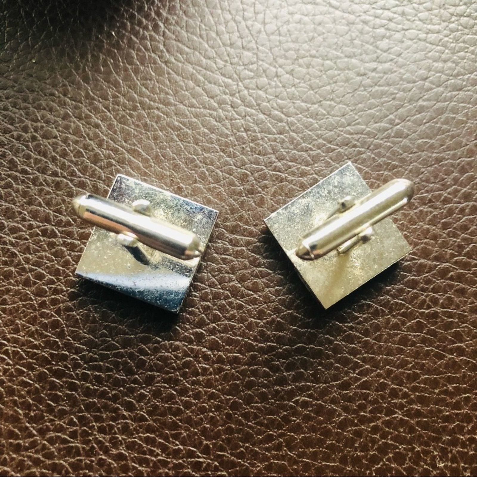 Vintage Vintage men’s brushed and shiny silver square cuff links Size ONE SIZE - 5 Thumbnail