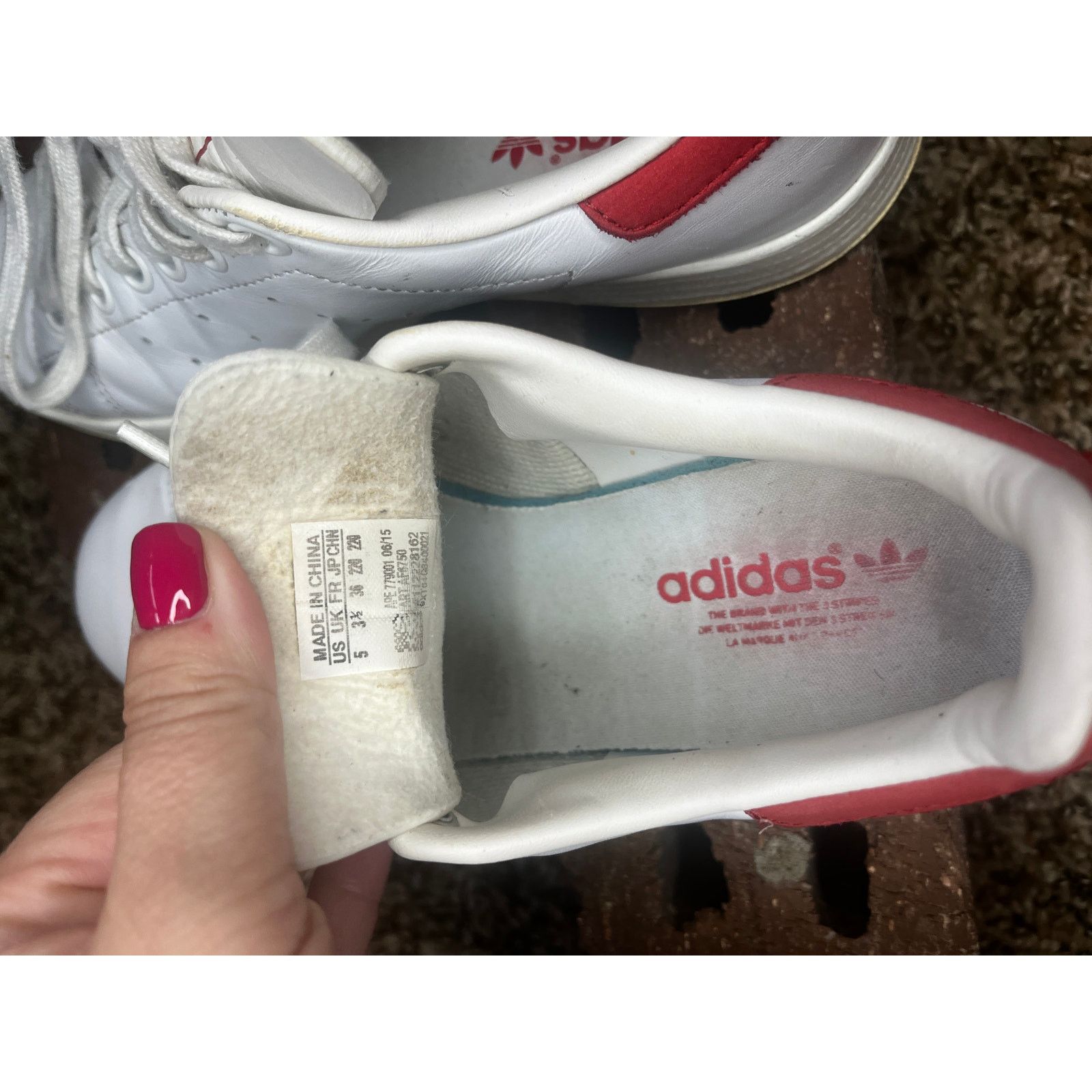 Adidas adidas Stan Smith Leather Trainer Shoes Off White/Red Mens 5 Size US 6.5 / IT 36.5 - 9 Thumbnail