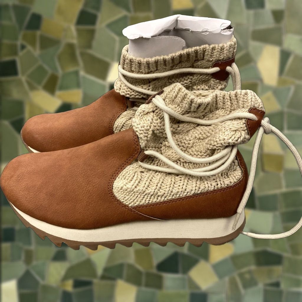 Merrell Merrell Boots Womens 8 Brown Knit Cuff Lug Sole Winter Faux Leather Ankle Bootie, Casual, Travel, Workwear, 8 M, Brown, Womens Size US 8 / IT 38 - 1 Thumbnail