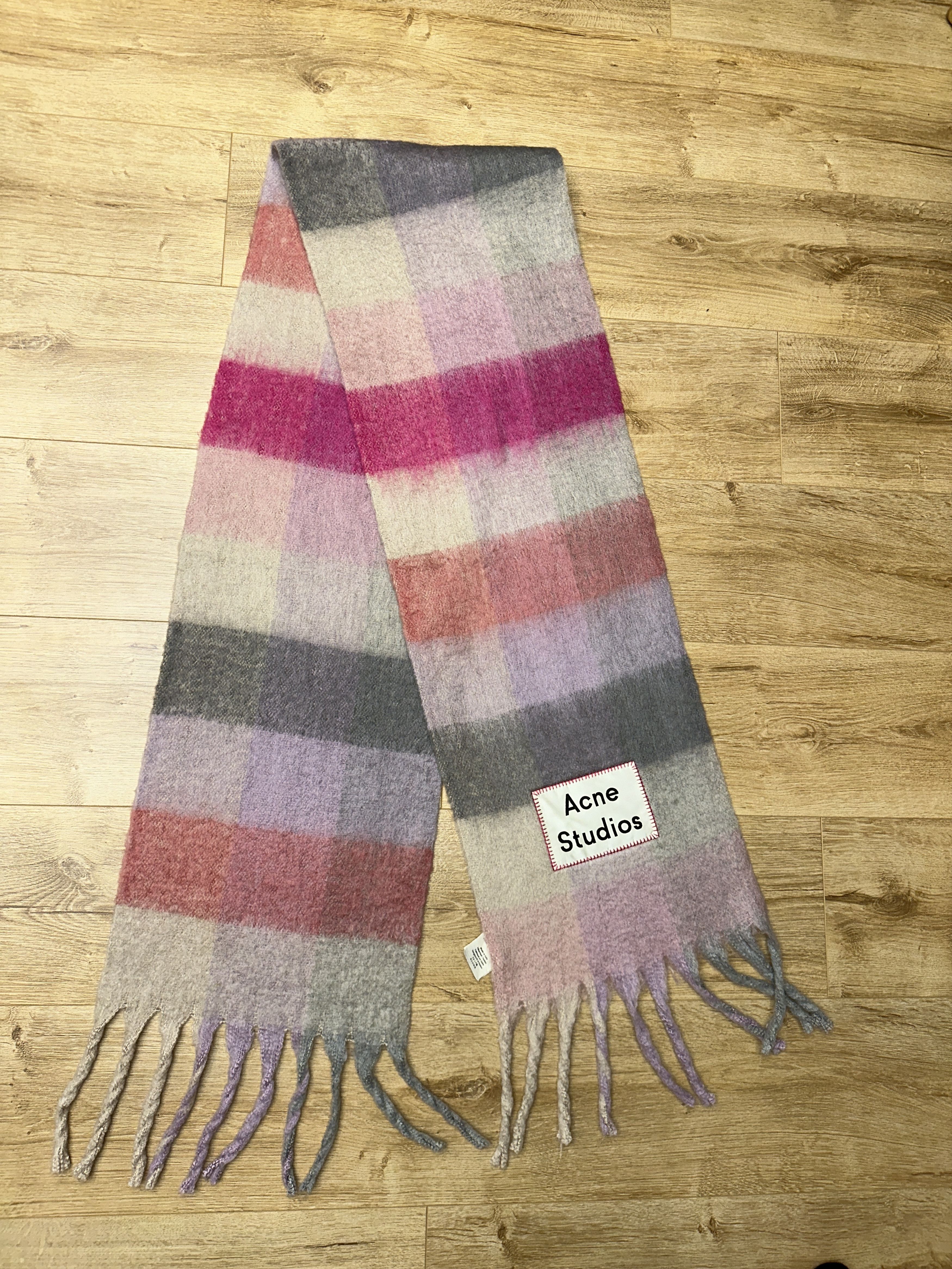 Acne Studios Checked Mohair Wool Scarf Unisex 250Cm