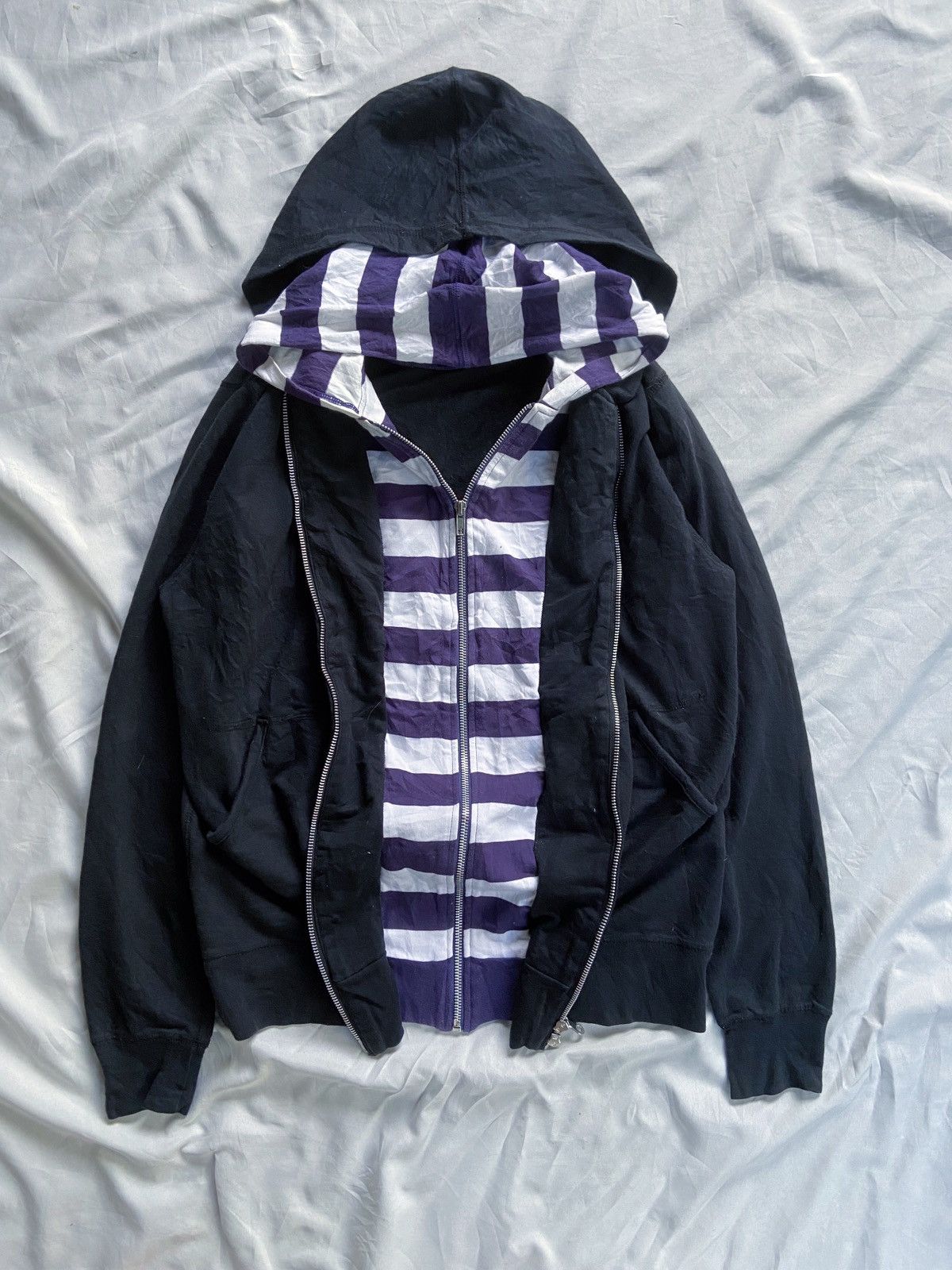 Beauty Beast DESIO DOUBLE LAYER STRIPED ZIP HOODIE Size US M / EU 48-50 / 2 - 1 Thumbnail