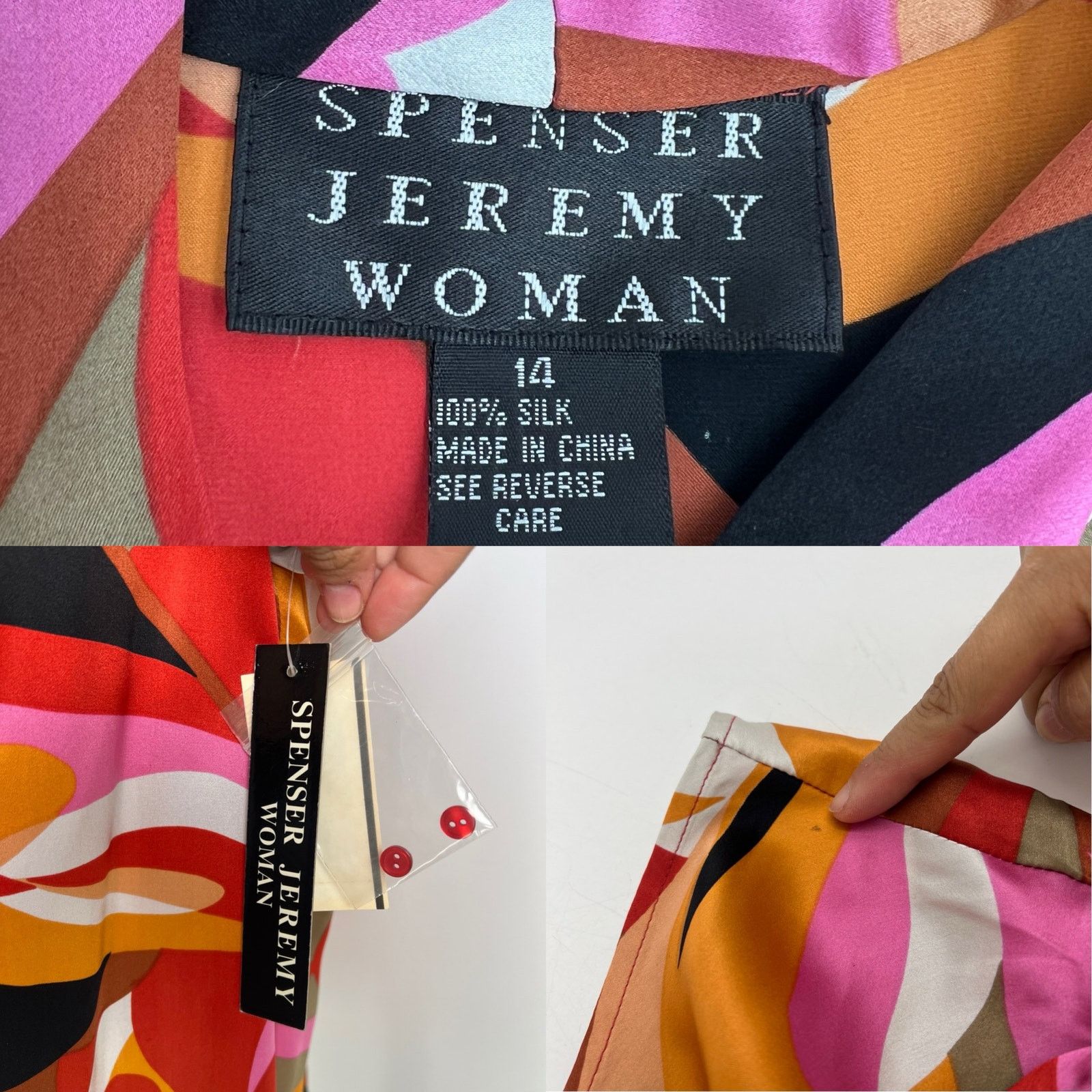 Vintage Spenser Jeremy Woman Silk Printed Blouse Sleeveless Top Size XL / US 12-14 / IT 48-50 - 11 Thumbnail