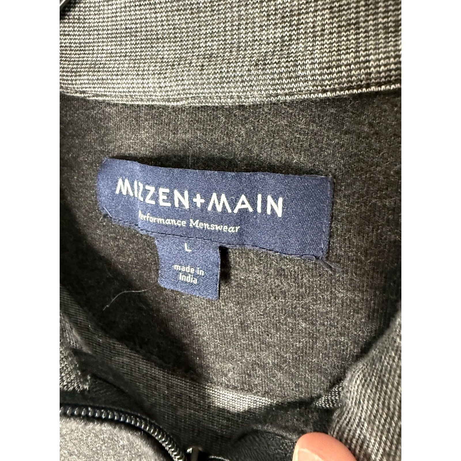 Mizzen+Main Mizzen + Main Sweater Mens Large Mock Neck Pullover 1/4 Zip Zipper Pull Gray Cotton Blend Knit Size US L / EU 52-54 / 3 - 3 Thumbnail