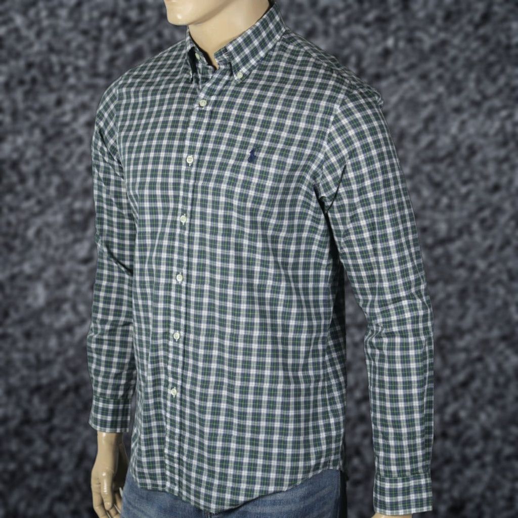 Ralph Lauren Ralph Lauren Green Plaid Classic Long Sleeve Dress Shirt Navy Pony NWT M Mens XS? Size 40R - 1 Preview