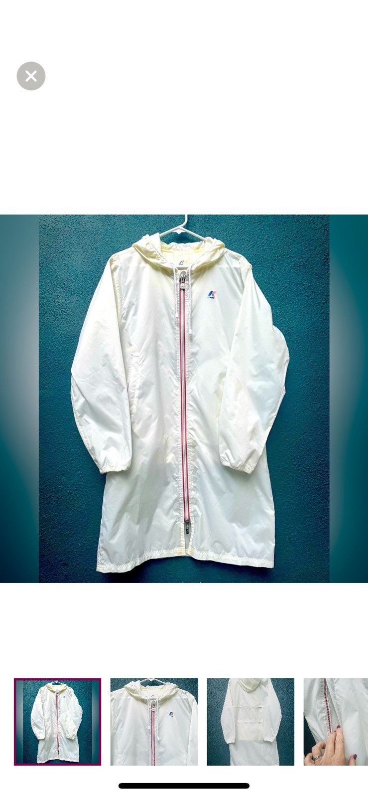 K-Way K Way Long White Raincoat Size US XL / EU 56 / 4 - 1 Thumbnail