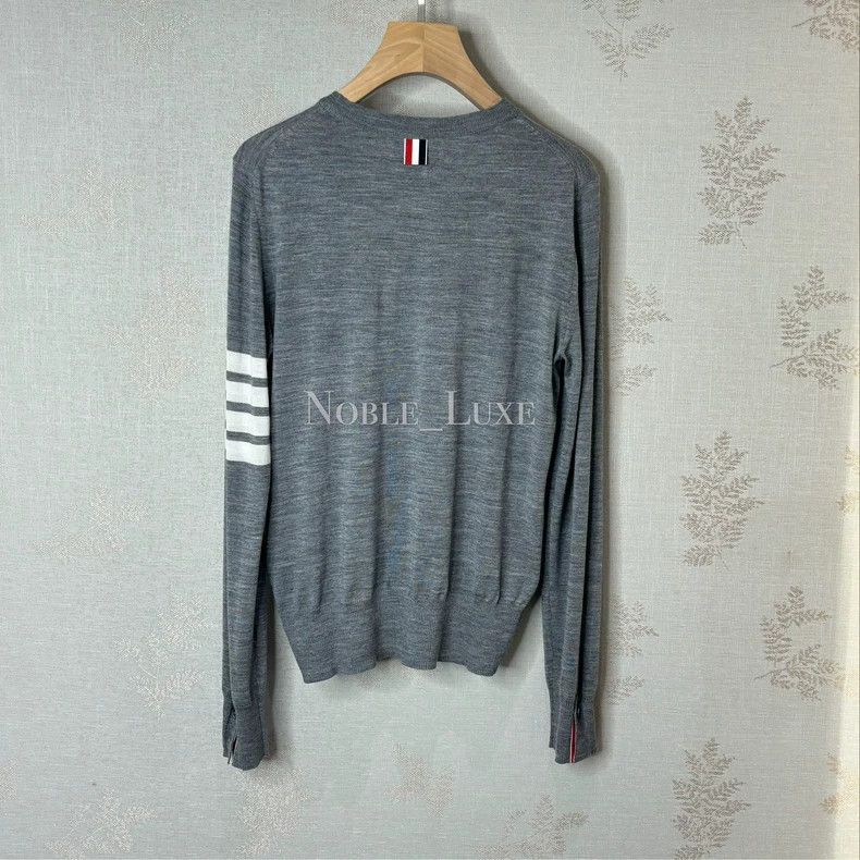 Thom Browne Thom Browne Gray thin cashmere knit sweater Size US XS / EU 42 / 0 - 3 Thumbnail