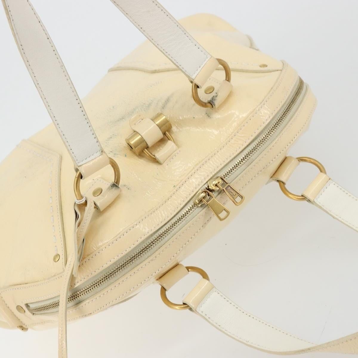 Saint Laurent Paris Saint Laurent Patent Leather Muse Toe Handbag Ivory Size ONE SIZE - 4 Thumbnail