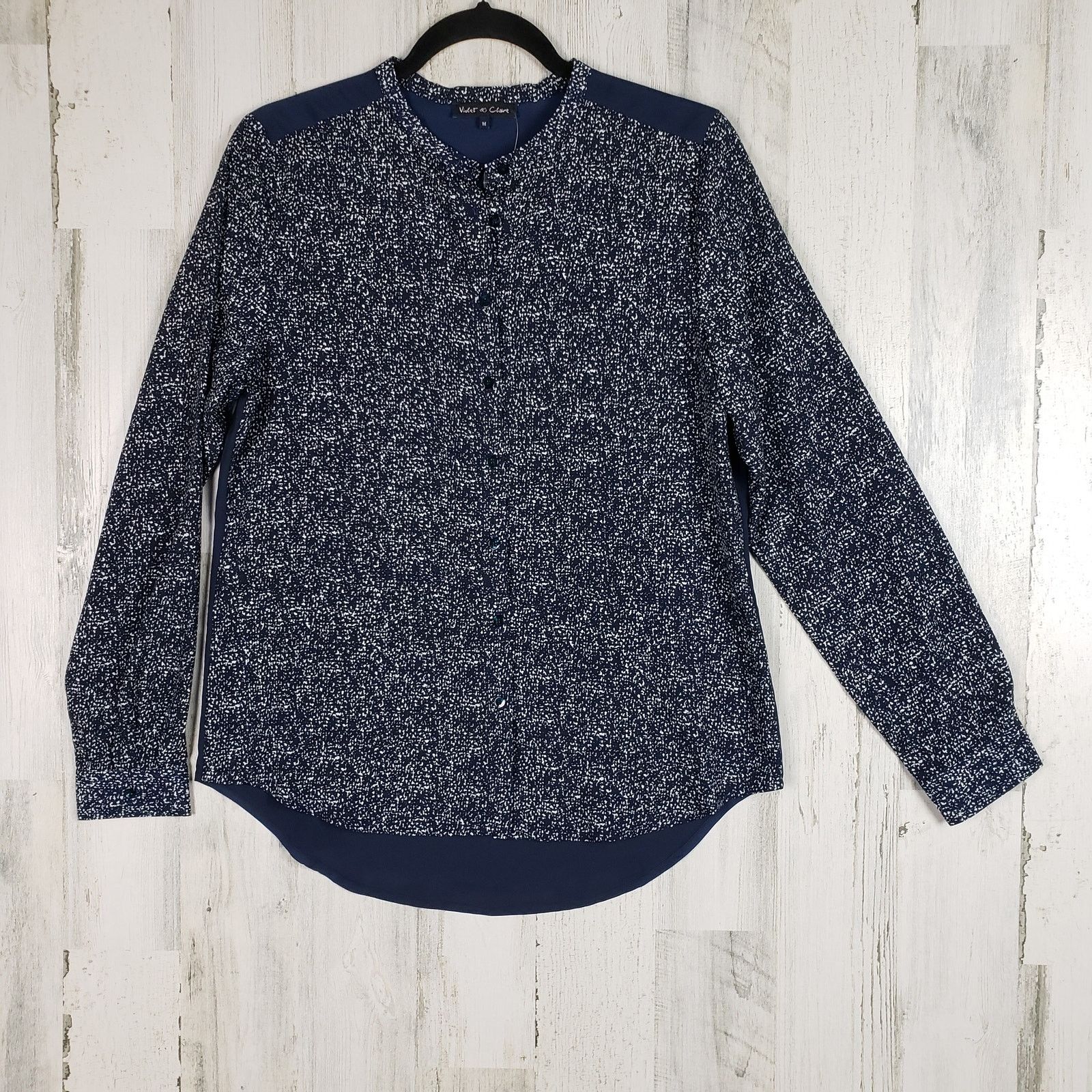 Other NWT Violet & Claire Navy Blue Speckled Silky Blouse Medium Size M / US 6-8 / IT 42-44 - 1 Thumbnail