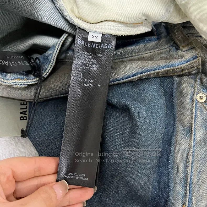 Balenciaga Balenciaga size XS Denim Blue Vintage Destroyed Hole Jeans Size US 27 - 4 Thumbnail