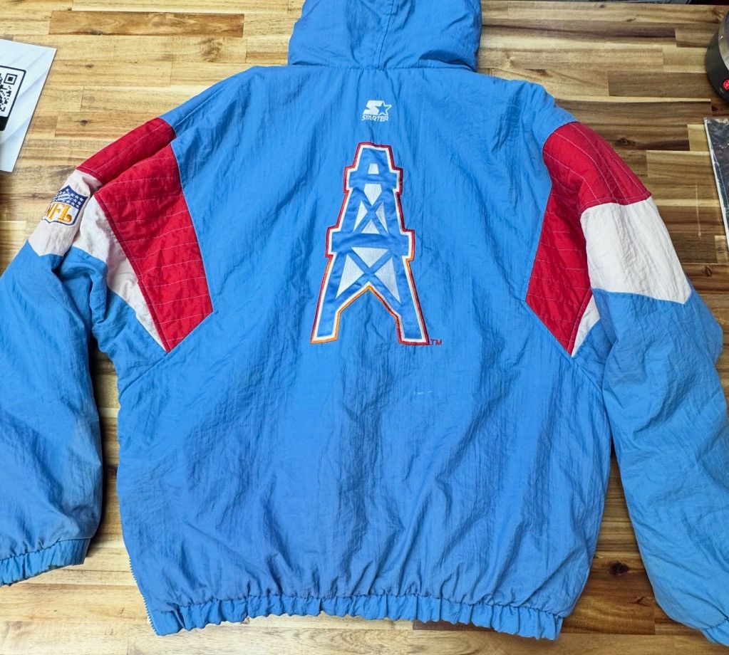 Starter Vintage Houston Oilers Starter Jacket *TRUE STARTER BRAND!* Size US XL / EU 56 / 4 - 2 Thumbnail