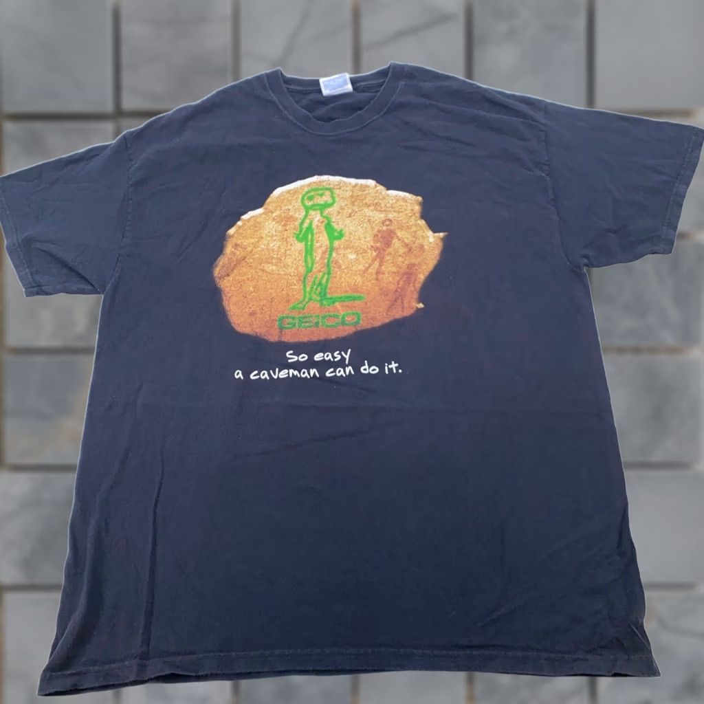 Vintage VINTAGE GEICO CAR INSURANCE SO EASY A CAVEMAN CAN DO IT Shirt Mens L Black 80s Gecko Size US L / EU 52-54 / 3 - 1 Thumbnail
