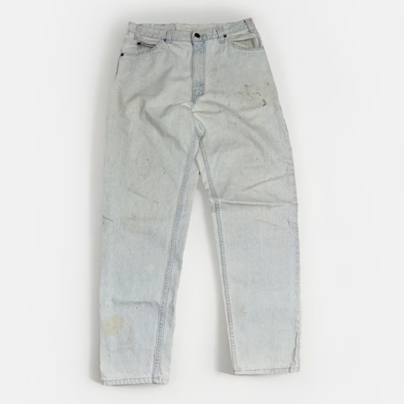 Levi's VINTAGE Levi’s 550 Orange Tab Jeans Light Blue Stone Wash 32x32 Distressed Stain Mens Jeans Size US 32 / EU 48 - 2 Thumbnail
