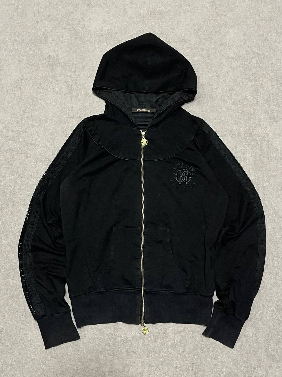 Roberto Cavalli Vintage Roberto Cavalli Women`s Black Logo Zip Hoodie Size M / US 6-8 / IT 42-44 - 1 Thumbnail