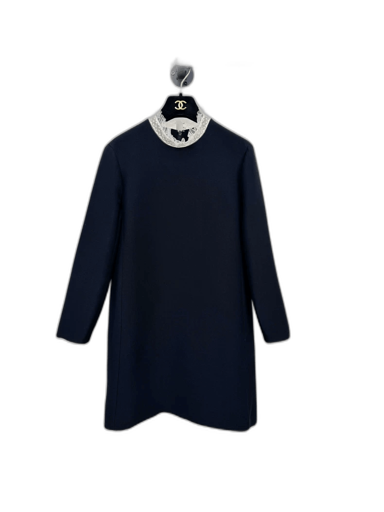 Dior Wool Silk Dress with Lace Collar