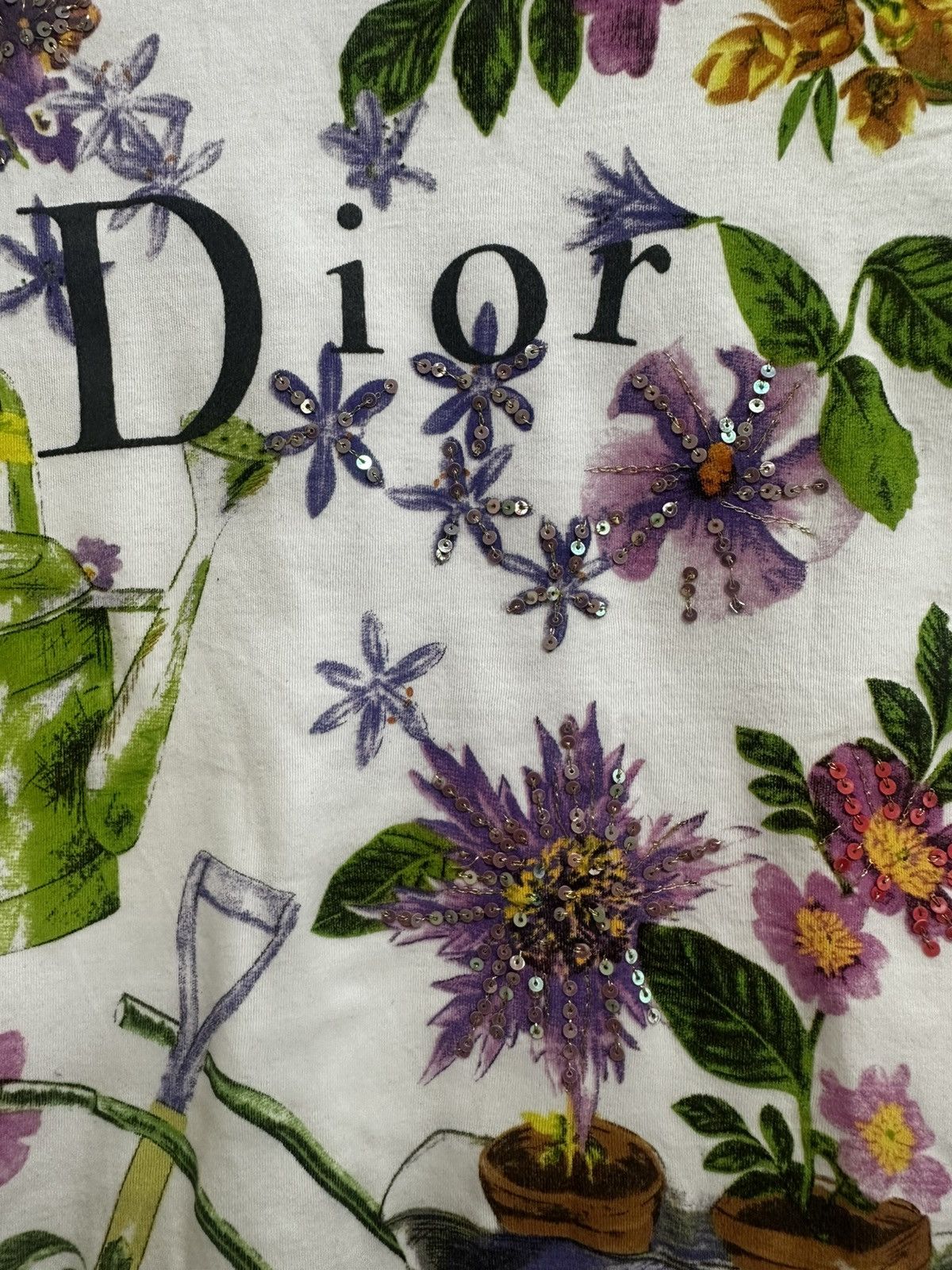 Christian Dior John Galliano Floral Sequins Tshirt