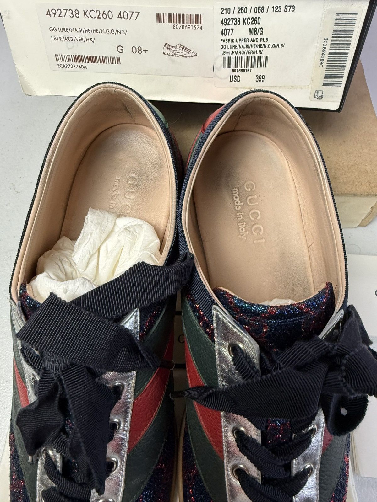 Gucci GUCCI Falacer Lurex Low-Top Sneakers Sz 8.5 Size US 8.5 / EU 41-42 - 5 Thumbnail