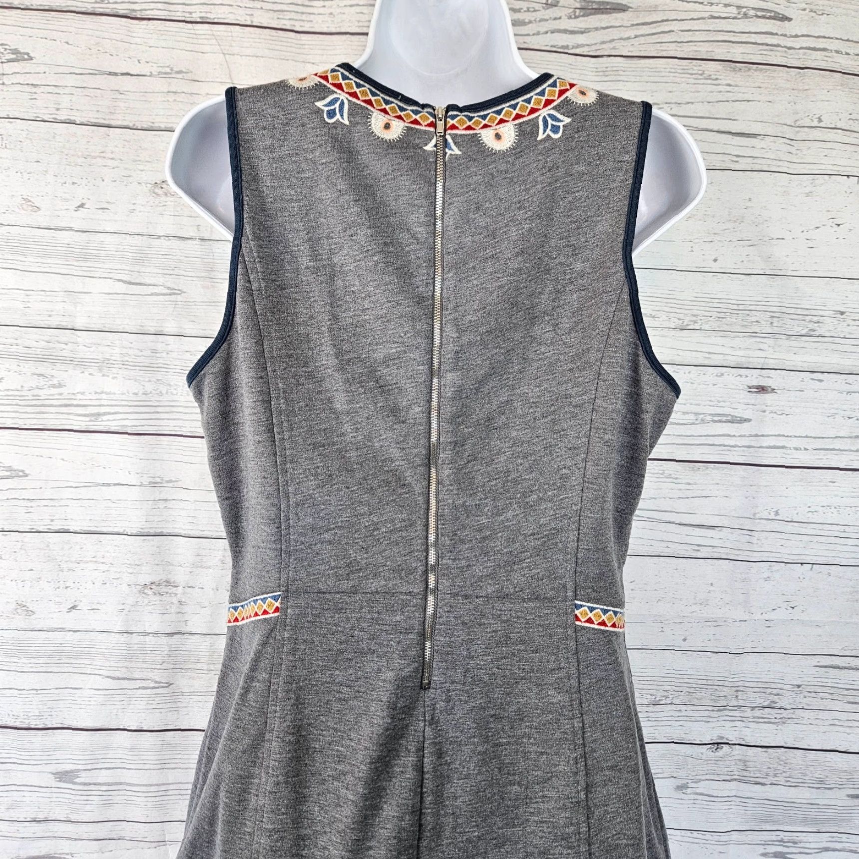 Vintage Pixley Aurelia Dress Womens L Gray Embroidered Sleeveless A-Line Shirt? Size L / US 10 / IT 46 - 5 Thumbnail