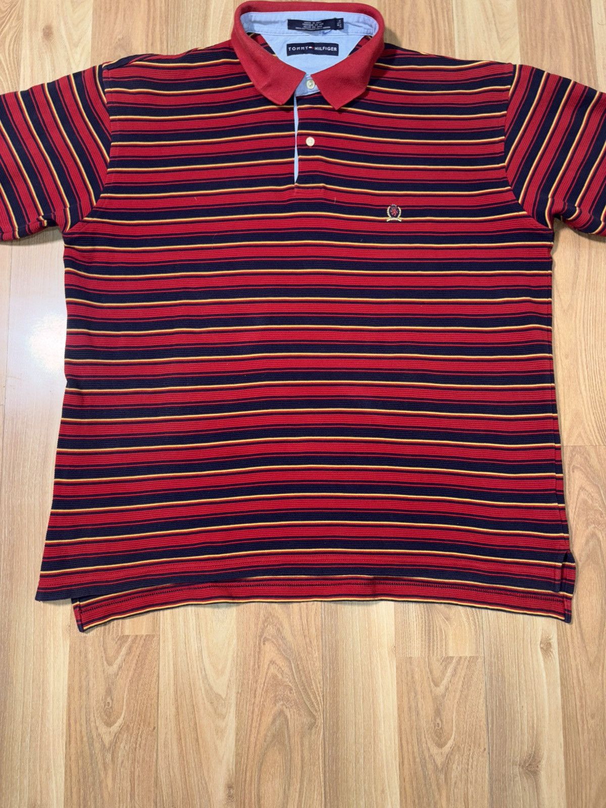 Tommy Hilfiger Vintage 90s Tommy Hilfiger Crest Logo Striped Polo Shirt XL Size US XL / EU 56 / 4 - 3 Thumbnail