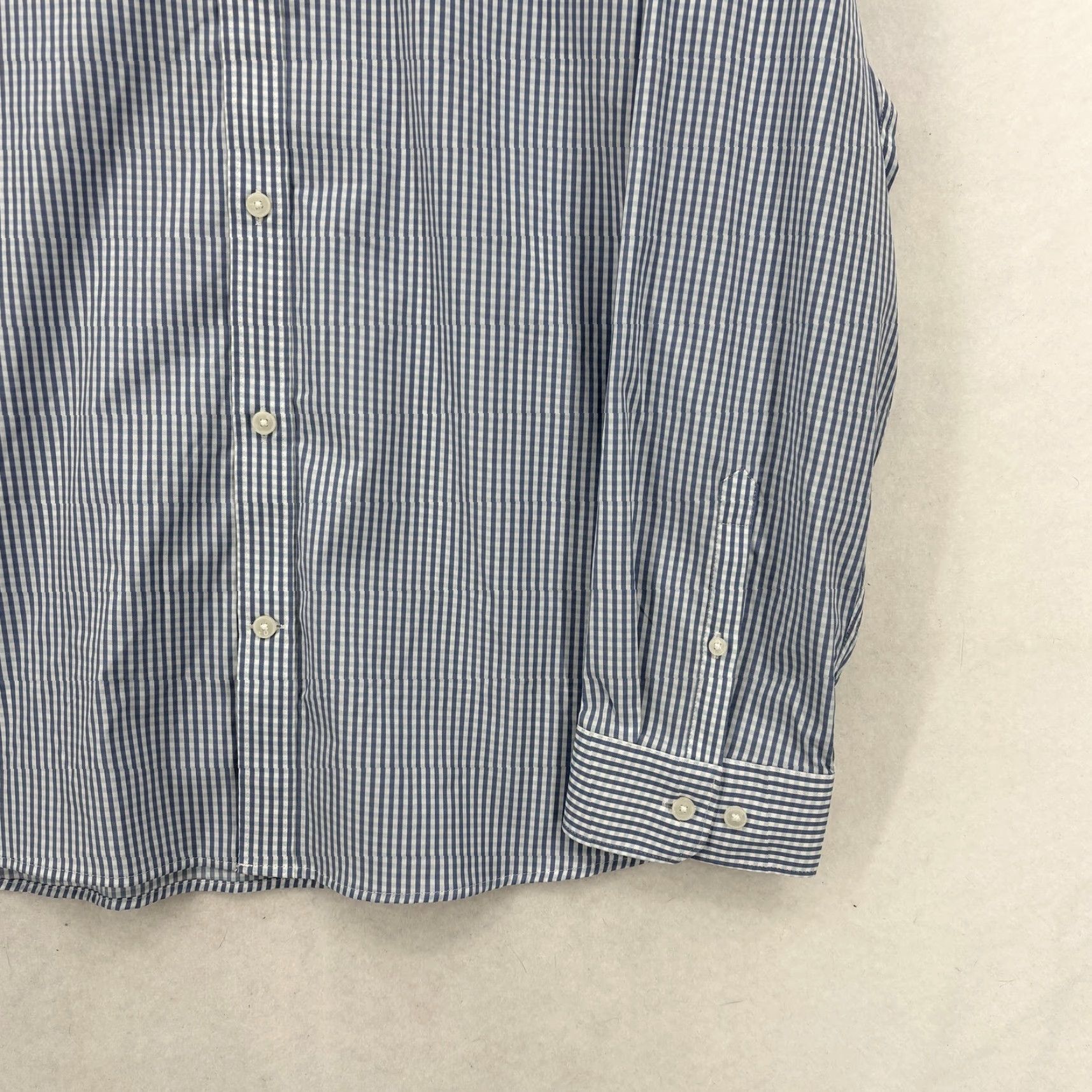 Express Express Dress Shirt Mens XL Blue Stripe Slim Fit Stretch Business Size 46R - 3 Thumbnail