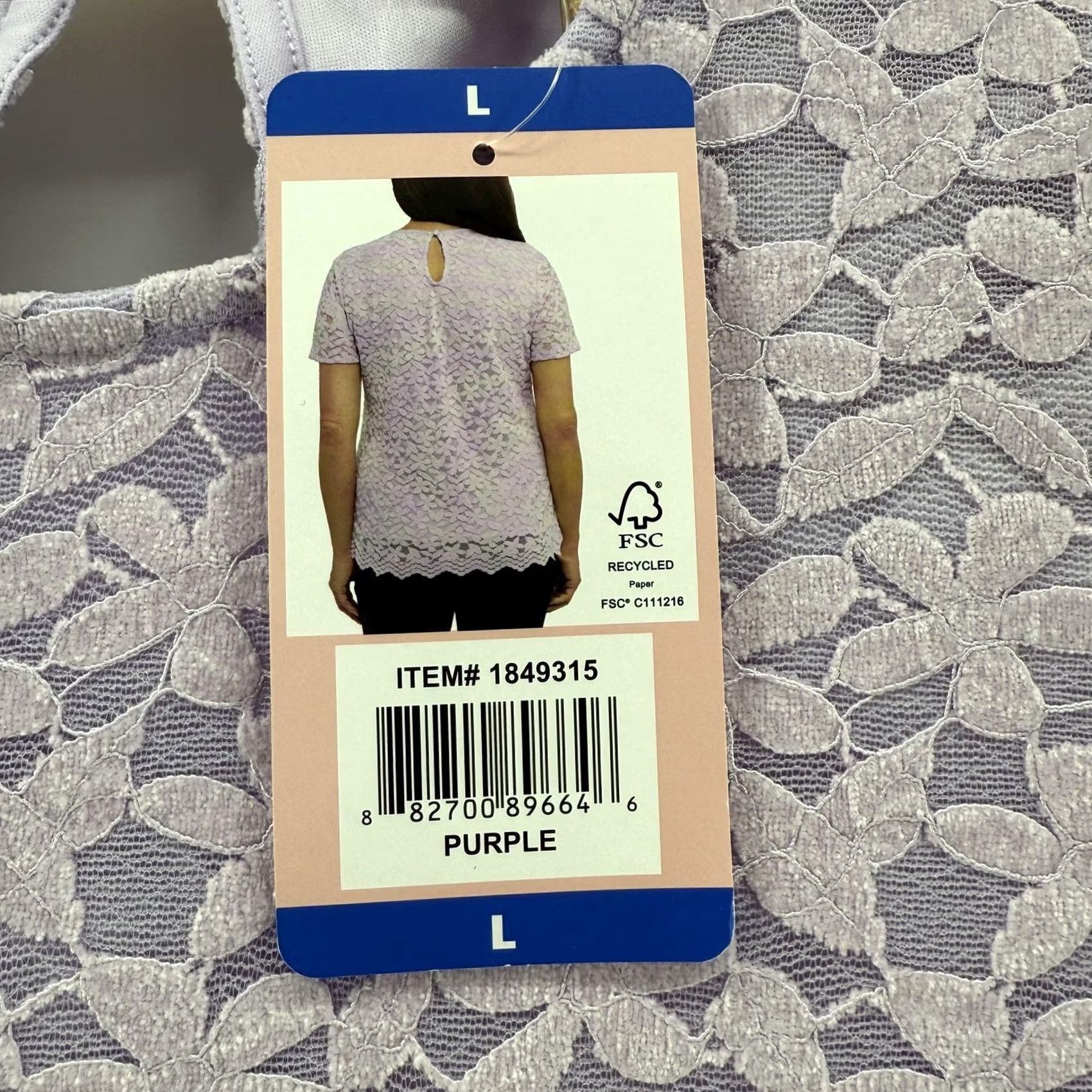 Vintage Teddi Rose Shirt Womens Large Purple Floral Lace Short Sleeve Scallop Hem Blouse Size L / US 10 / IT 46 - 2 Thumbnail