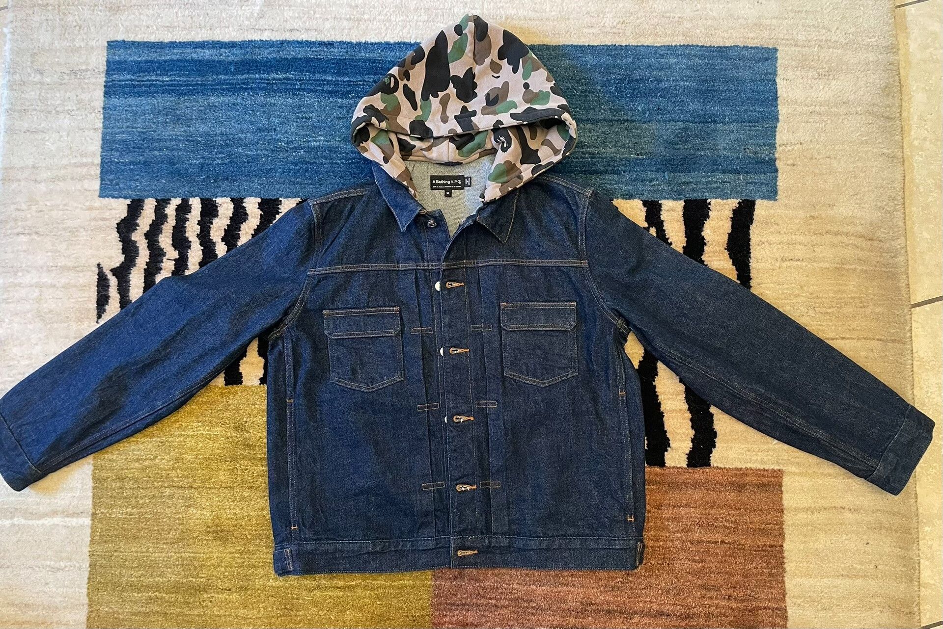 Bape A.P.C. Bape Collaboration Camo Hat Denim Jacket Size US XL / EU 56 / 4 - 1 Thumbnail