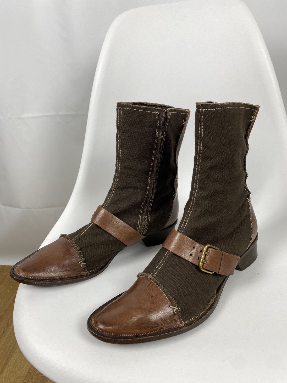 Other Latitude Femme Zip Boots Leather & Canvas size 38 Size US 8 / IT 38 - 5 Thumbnail