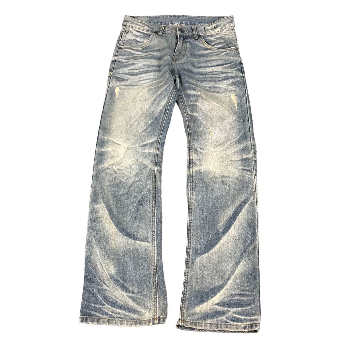 image of Avant Garde x Hype Flare Jeans Imoroves Acid Wash Style Denim Pant Boot Cut 166 in Light Denim (Siz