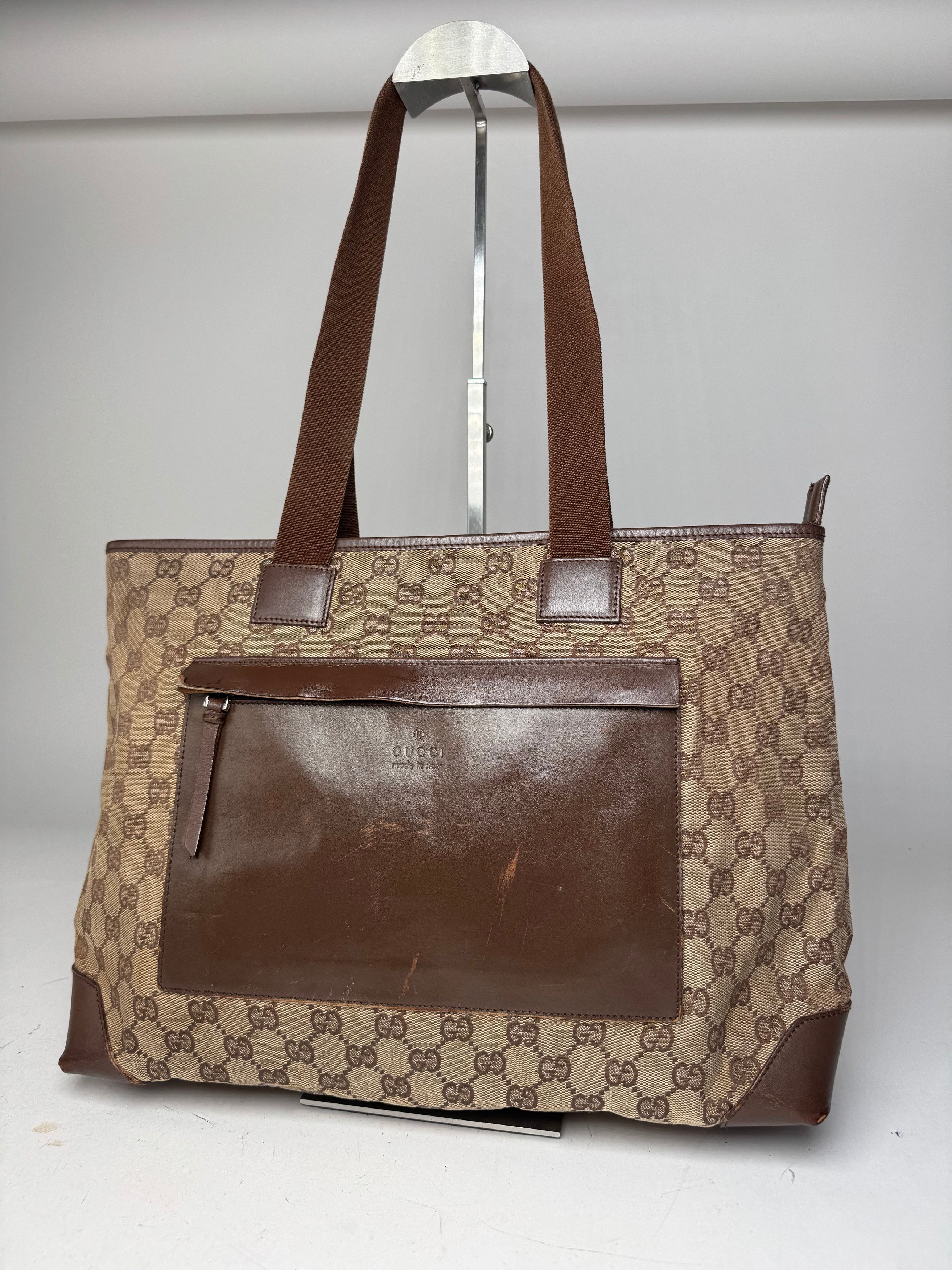 Gucci Vintage Monogram Handbag Beige Brown Size ONE SIZE - 1 Thumbnail