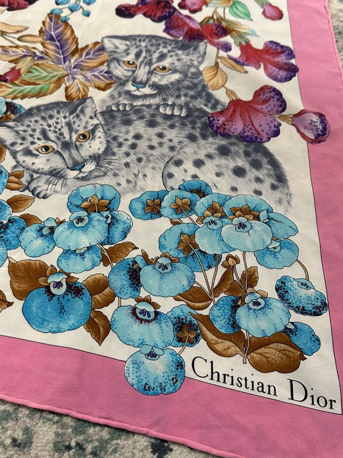 Dior 1980 - Christian Dior Floral Print Shawl Scarves (33x33) Size ONE SIZE - 15 Thumbnail