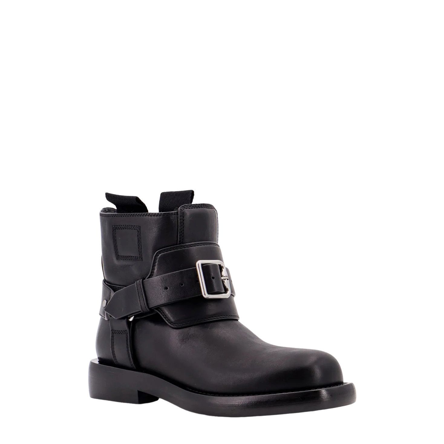 BURBERRY Cobble $1790 Black Leather Ankle Boots New And Auth