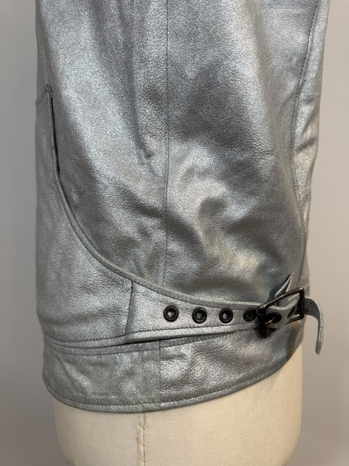 Michele Berandi Michel Berandi Silver Metallic Lambskin LeatherJacket Size US XL / EU 56 / 4 - 4 Thumbnail