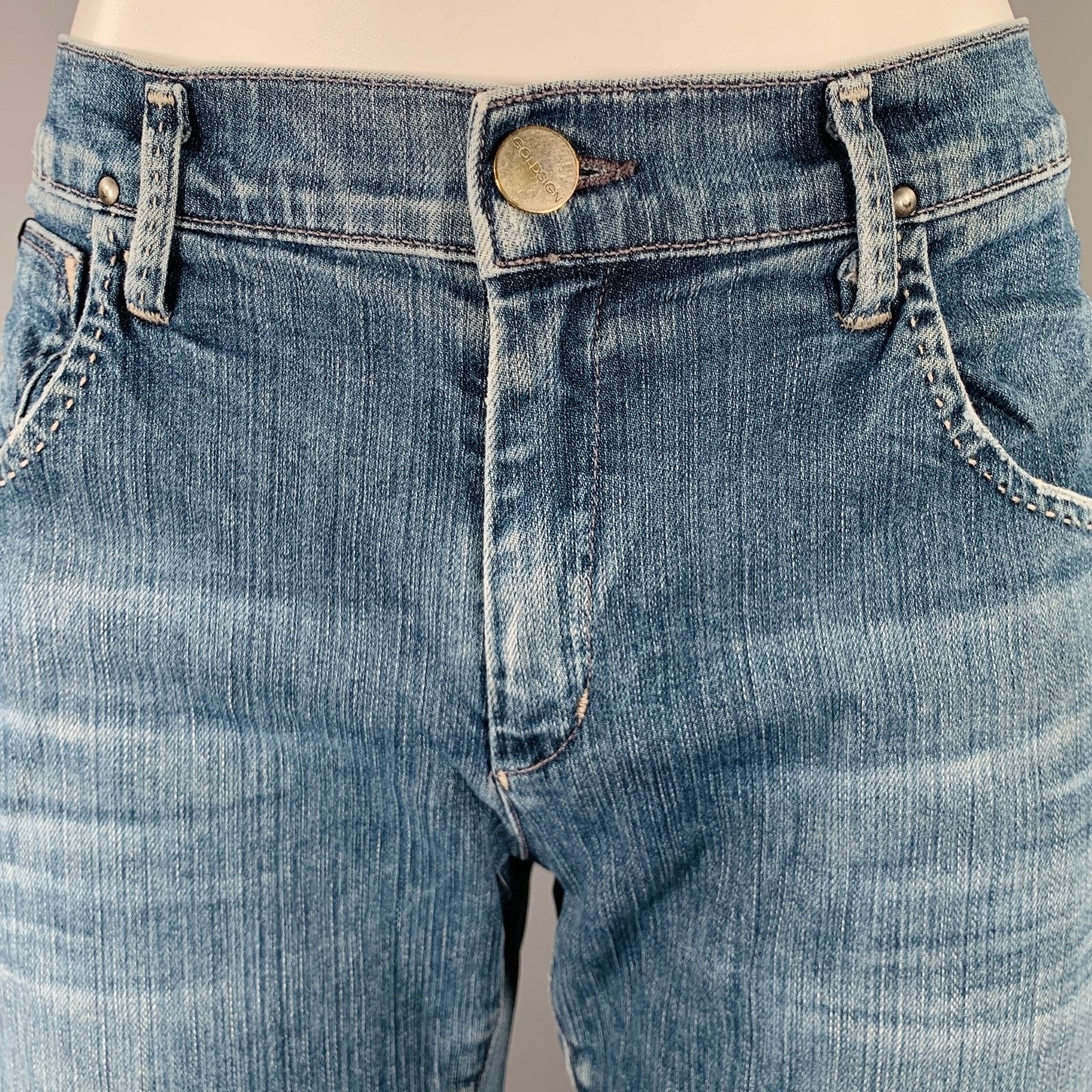 GOLDSIGN GOLDSIGN Size 27 Blue Cotton Blend Distressed Jeans Size 27" / US 4 / IT 40 - 2 Thumbnail