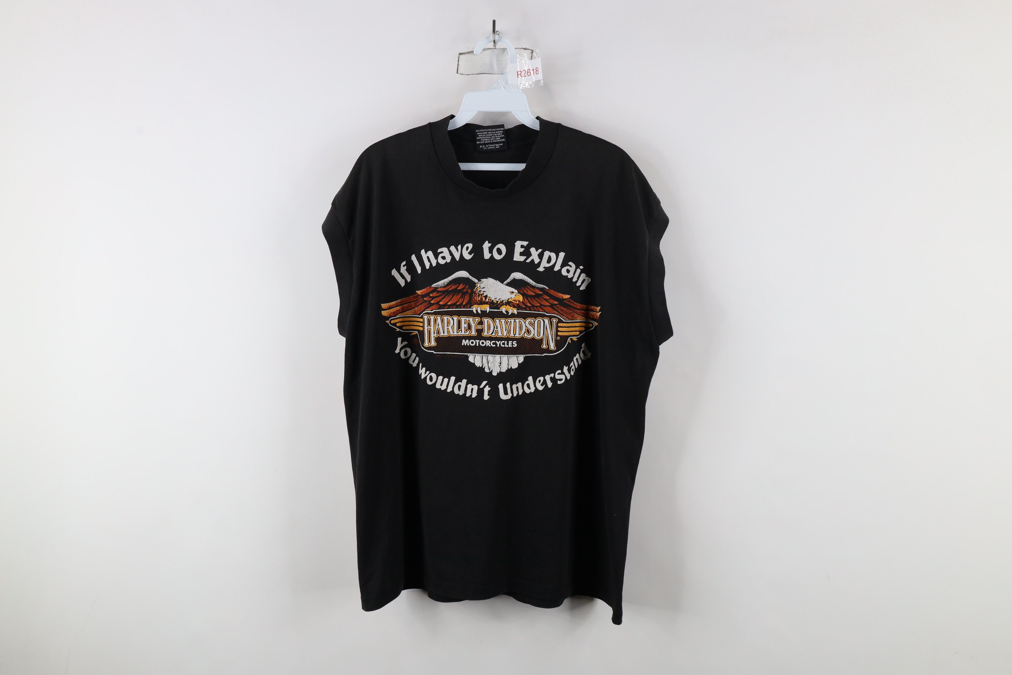 Harley Davidson × Vintage Vintage 80s Harley Davidson Sleeveless Muscle T-Shirt USA Size US XL / EU 56 / 4 - 1 Thumbnail