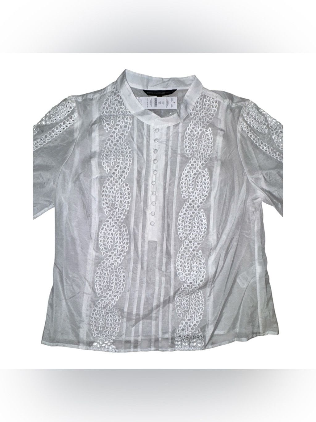 White House Black Market White House Black Market Floral Cutwork Shirt- Medium #71 Size M / US 6-8 / IT 42-44 - 3 Thumbnail